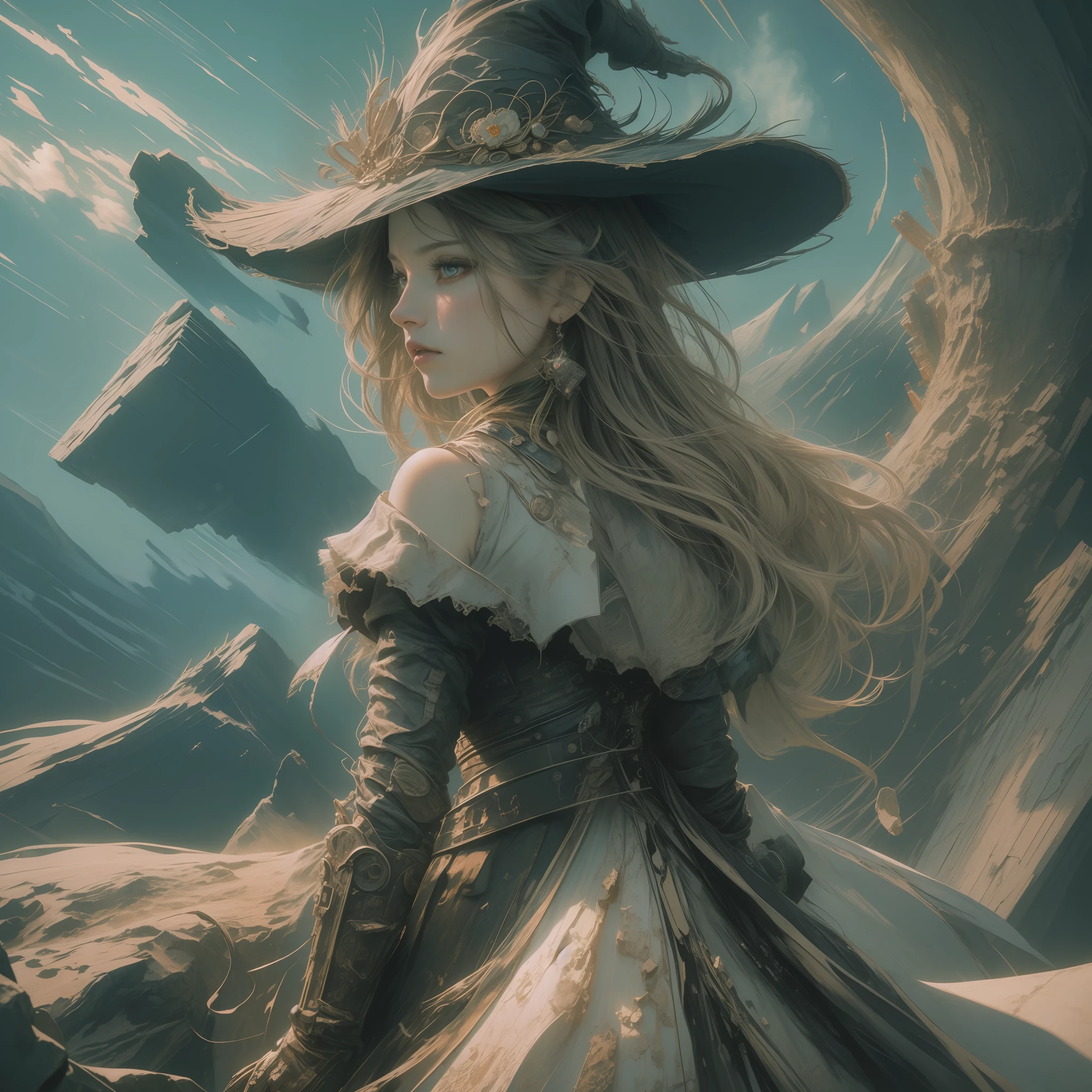 ((hyper detail)) (Real: 1.5), (Raw photo: 1.4), (Photorealism: 1.3), (Masterpiece), Highest Quality, Best Quality, Highly Detailed CG Unity 8k Wallpaper, Detailed and Complex, Back View, Turn Around, Original, Miraculous Witch, Disturbed Space, High Resolution, [:( Detail Face: 1.2): 0.2], Film Grain, FUJIFILM XT3, (High Detail Skin: 0.9), 8k, detailed gradient background, full body, world of ruin, doomsday, space-time rift, colorful