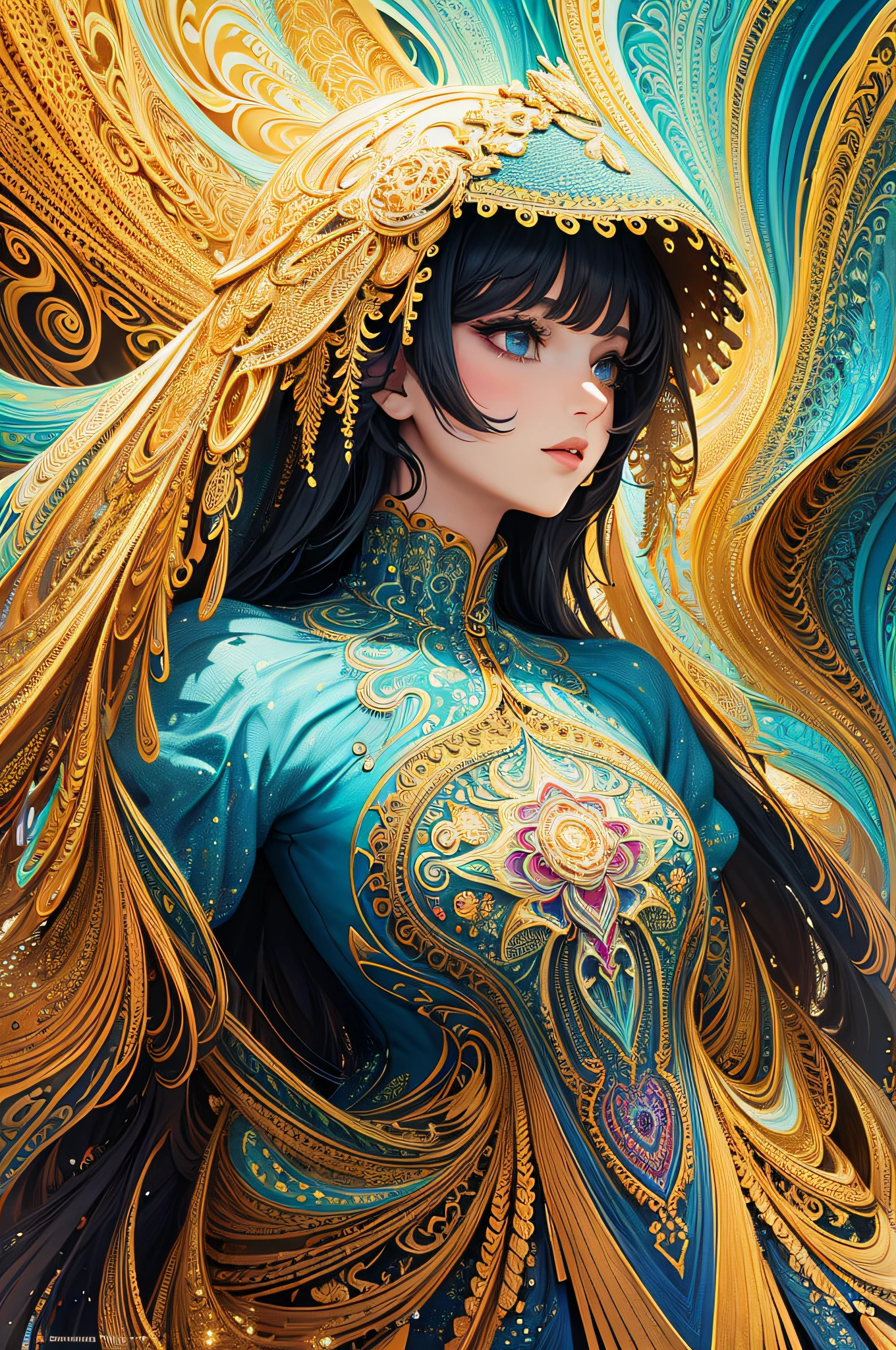 (masterpiece, top quality, best quality, official art, beautiful and aesthetic:1.2), (1girl), extreme detailed,(fractal art:1.3),colorful,highest detailed