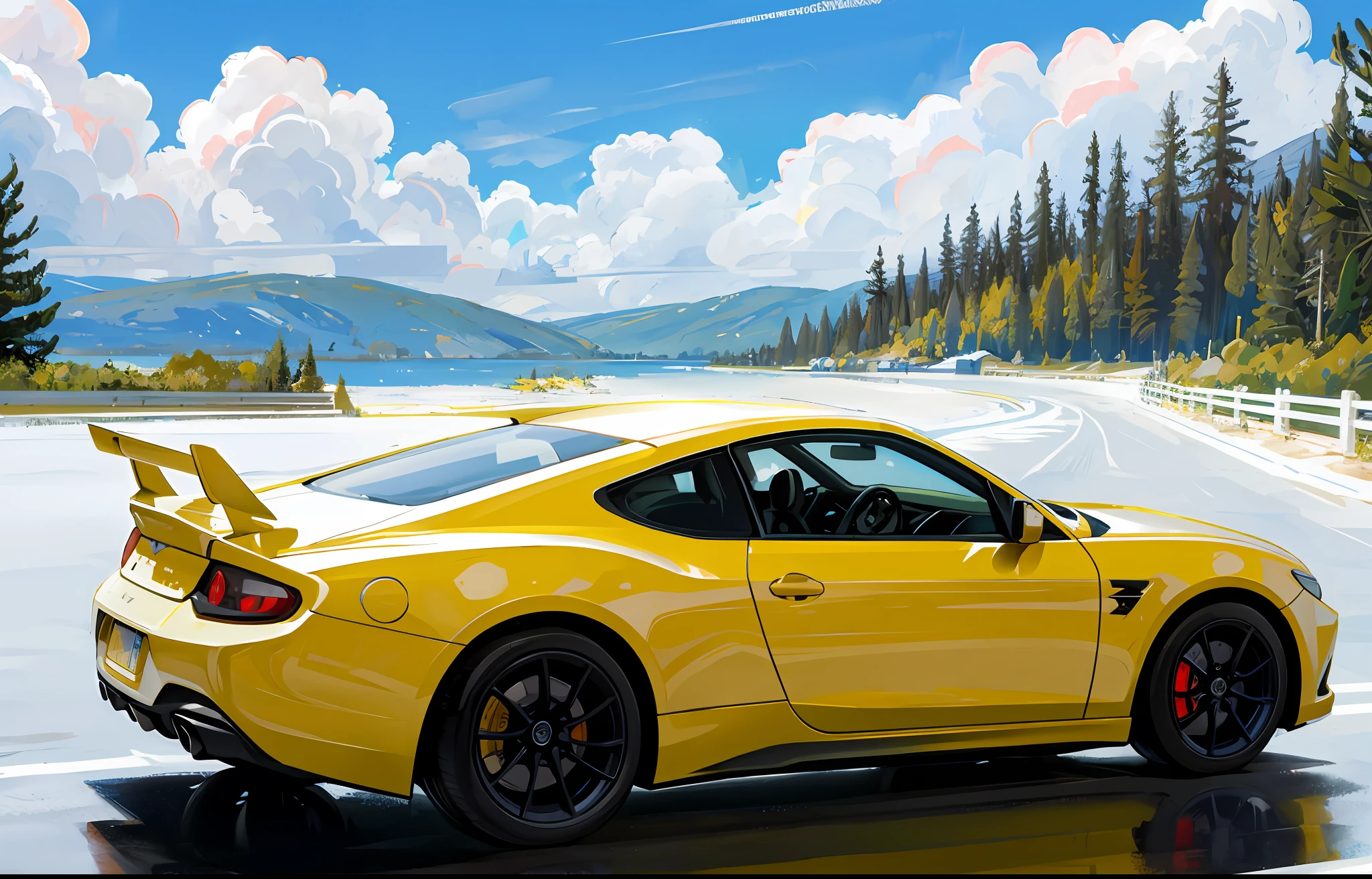 View of the right rear of the sports car