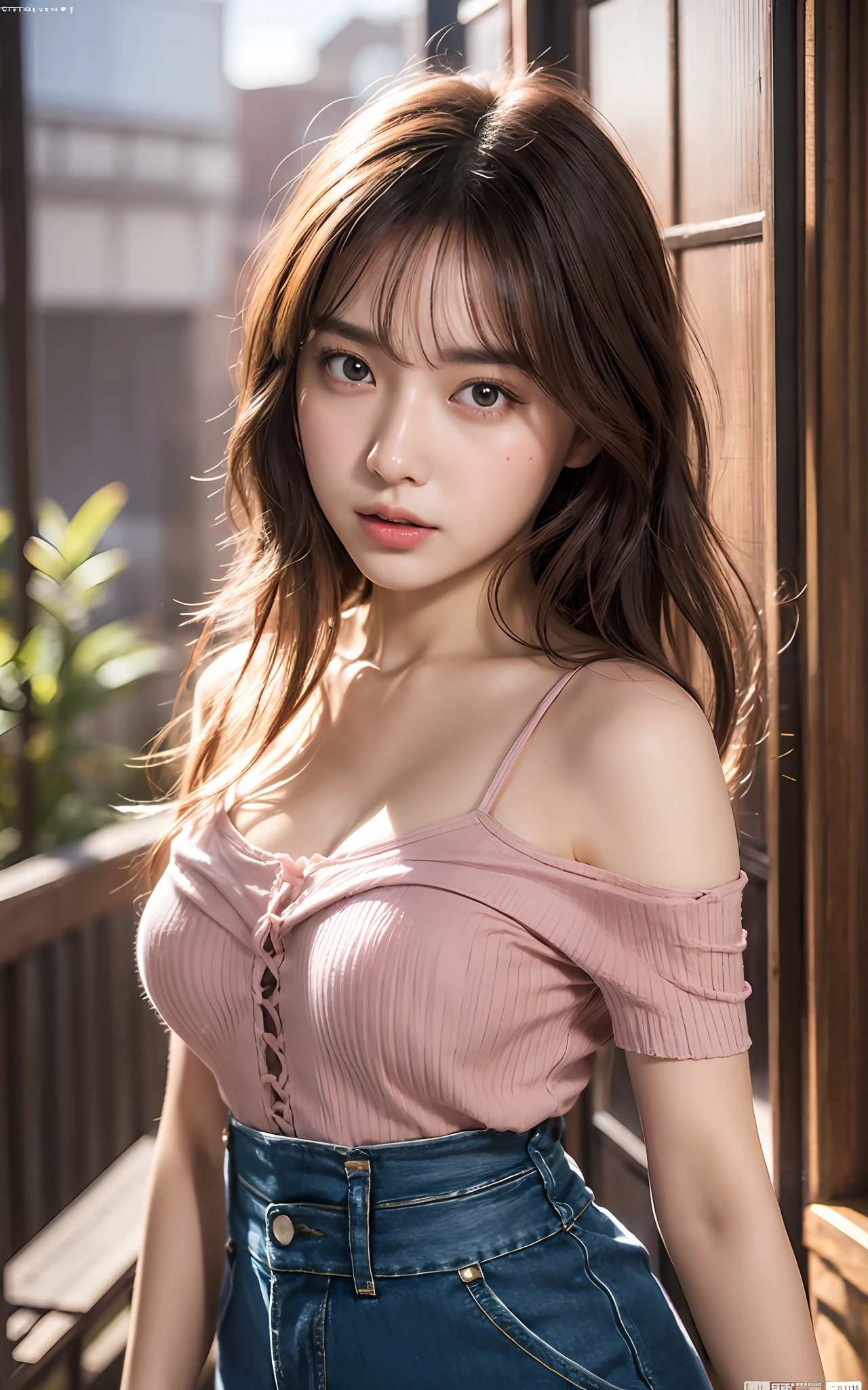 extremely detailed CG unity 8k wallpaper, best quality, ultra-detailed, masterpiece, realistic, photo realistic, extremely detailed cute girl, 25years old, blush, parted lips, round eyes, camisole,   panty shot, looking at viewer , half body shot  , house