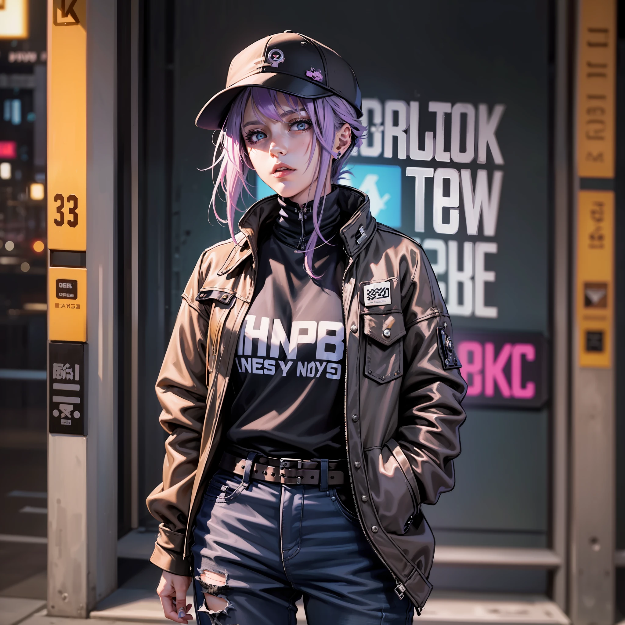 a close up of a person wearing a hat and a shirt, wearing cyberpunk streetwear, cyberpunk style outfit, mechanic punk outfit, cute casual streetwear, cyberpunk streetwear, style anime, she is wearing streetwear, street clothes, kawaii shirt and jeans, cool clothes, cyberpunk clothes, cyberpunk outfit, anime inspired, cyberpunk fashion clothing, cyberpunk fashion clothes, e-girl, e - girl