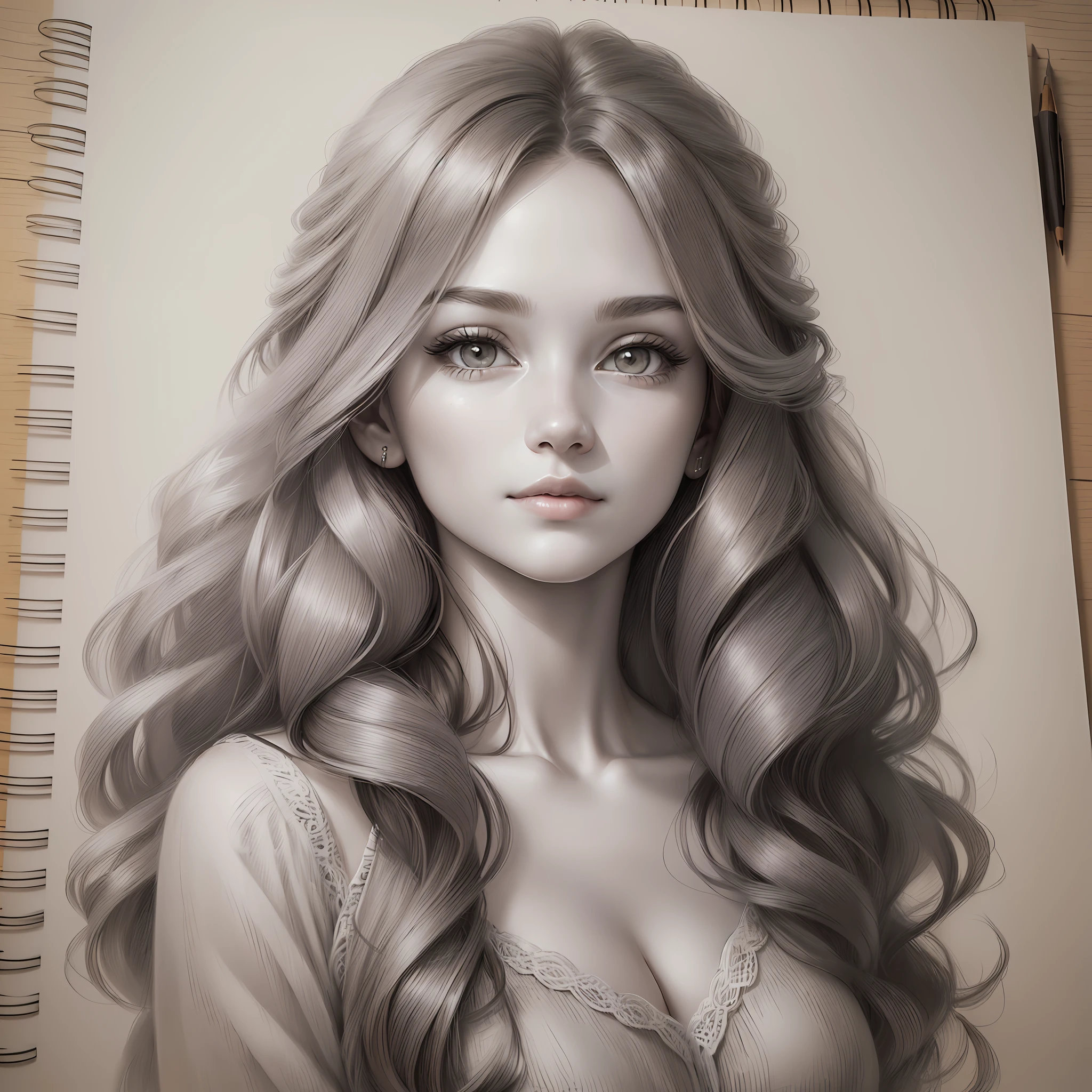 ((pencil drawing: 1.2, creative drawing), (realistic (realistic facial features) + high-quality design: 1.3), (beautiful girl: 1.2), elegant curly hair: 1.2) --auto --s2