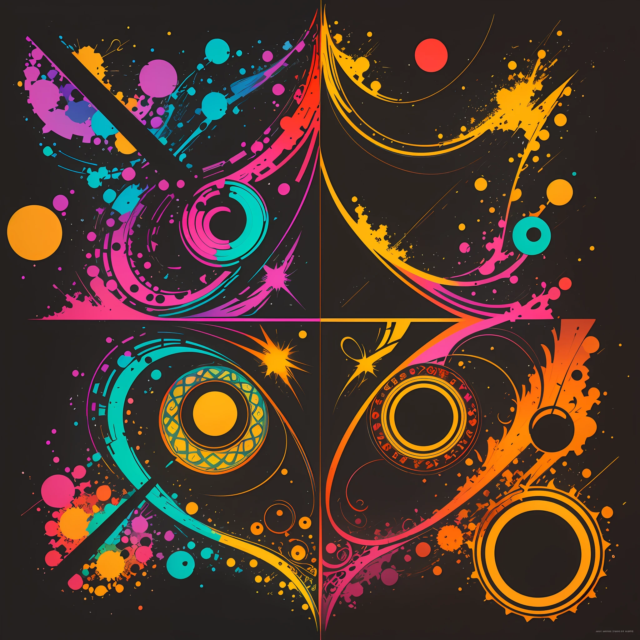Design a vibrant and dynamic banner for T-shirts that showcases a collection of diverse and interconnected design elements. Create a theme of "Fusion of Styles" where different art forms and cultural influences merge harmoniously. Incorporate elements such as geometric patterns, abstract shapes, typography, illustrations, and vibrant colors. Experiment with a variety of art styles like graffiti, pop art, minimalism, or surrealism to create an eclectic and visually striking composition. Consider incorporating elements that represent various cultures, music genres, and artistic expressions, resulting in a captivating fusion of ideas. Aim for a design that stands out and sparks curiosity, appealing to those who appreciate unique and bold aesthetics. --auto --s2