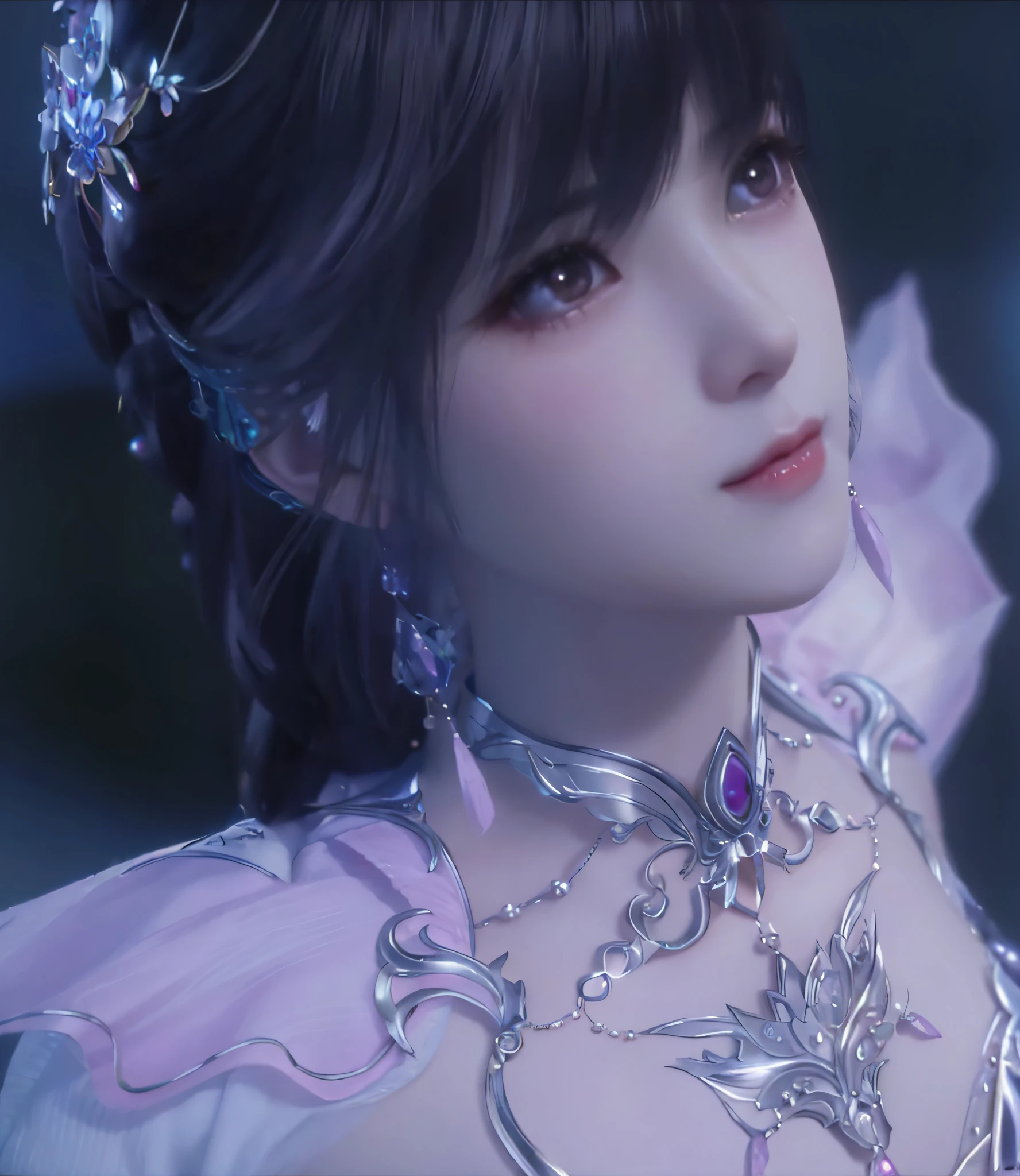 a close up of a woman wearing a tiable and a necklace, shadowbringers cinematic, intricate ornate anime cgi style, 4 k detail fantasy, inspired by Li Mei-shu, yun ling, 8k artgerm bokeh, lineage 2 revolution style, a beautiful fantasy empress, loong, trending on cgstation, 8 k character details