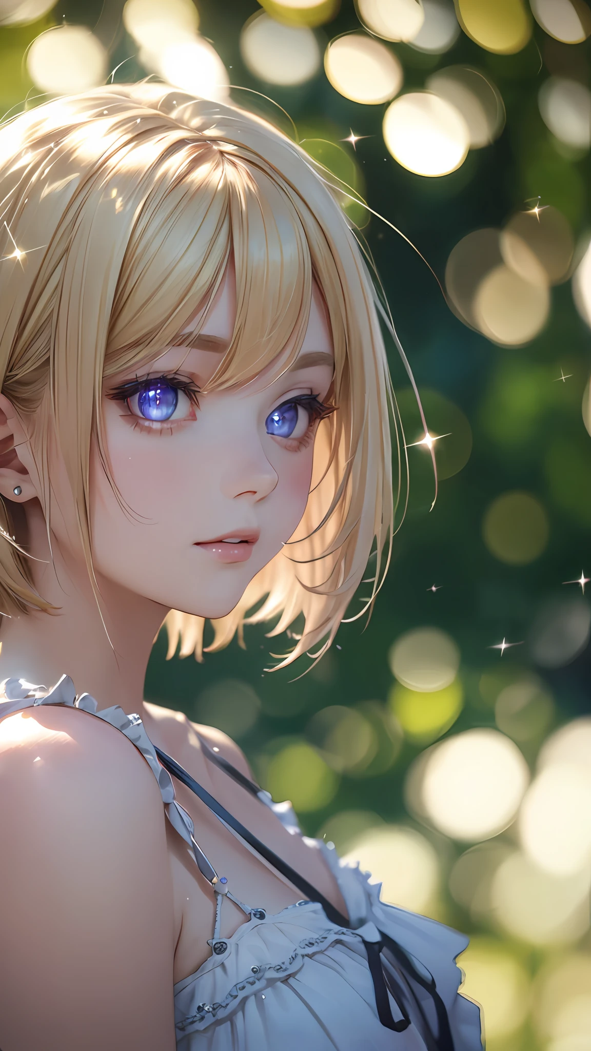 (best quality Hi-Res:1.3),absurdres, highres, ultra detailed,1girl,one side short layered bob,((Blonde:0,7) and (light purple inner color:0.3) Hair), deep Purple Clear Eyes,((Beautiful, detailed eyes, jewel-like eyes, sparkling eyes:1.3)),
Photo, Lights, Bokeh, Foreground in focus, Background out of focus, , 8k, Bokeh background,spring mood,
lomography, (analog photography):1.2, vibrant colors, soft focus, light leaks, dreamy atmosphere, experimental charm, nostalgic appeal,vinet,award winning photo,golden ratio,perfect composition