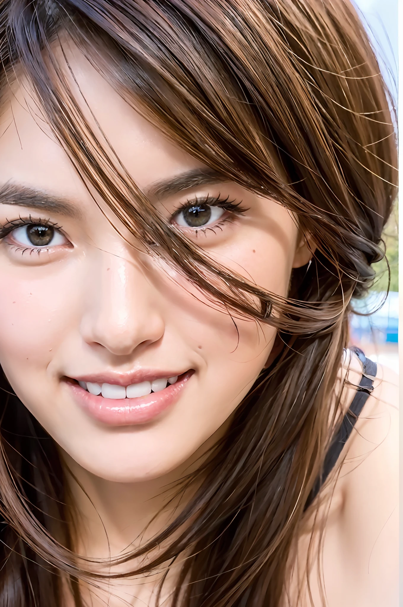 (8k, raw photo), film grain, ultra high definition, ultra detail, (super skin detail), incredibly absurd, strong rim light, asian, slim girl, seductive smile, staring, small, tattoo, braided hair, blonde hair, ((light brown hair)), (photoreal: 1.3) daylight, 1 girl, instagram, outdoor, (black shirt: 1.2), (city)))), ( very detailed face), (bangs), naked body, cycling girls, cycling, cycling wear, bicycle, road bike, sports,