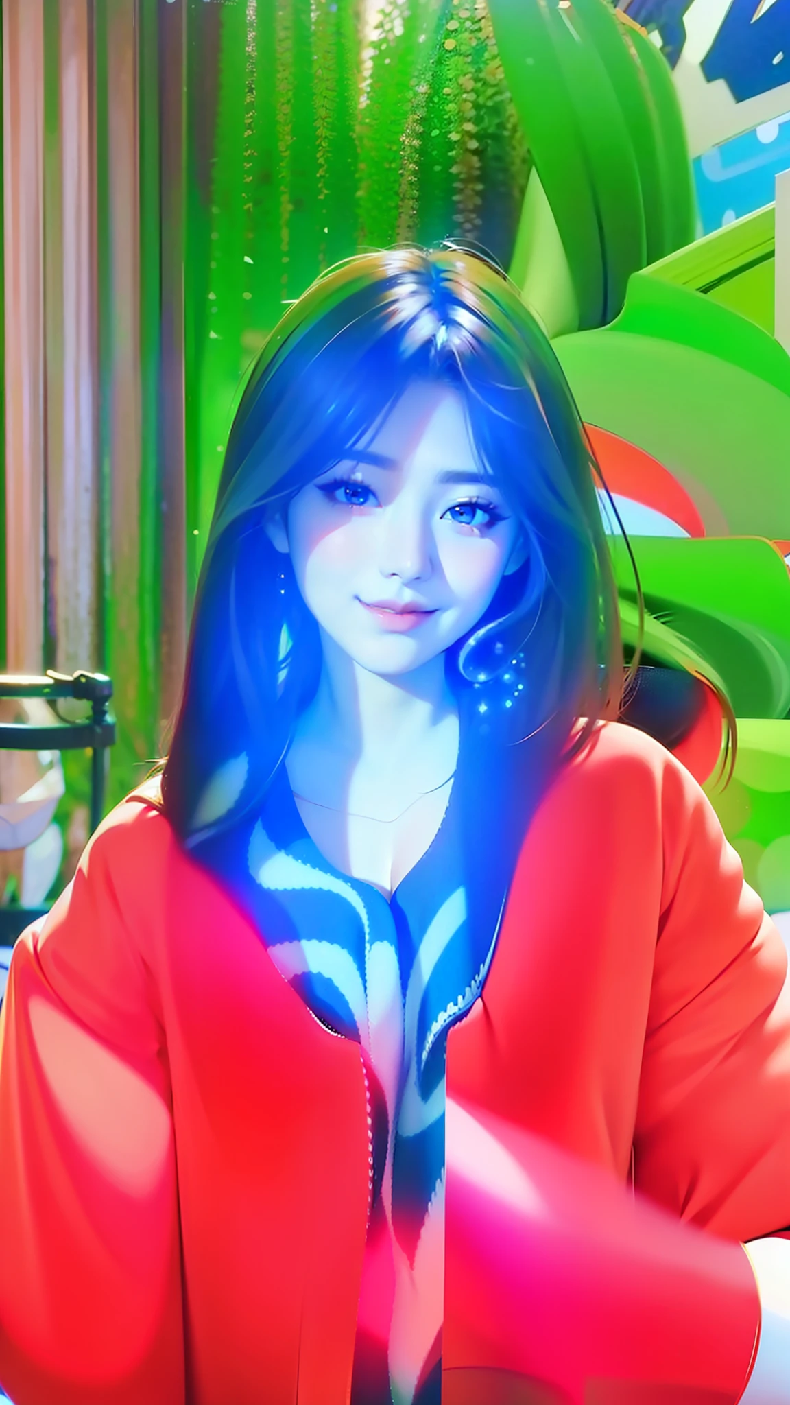 Masterpiece, High definition, high quality, super detailed face, detailed eyes, double eyelids, blurred background, slim face, ((best quality, 8k, masterpiece: 1.3)) smile, beautiful woman, breasts appearing, less clothes, ((best quality, 8k, masterpiece: 1.3)), high resolution, bigger breasts
