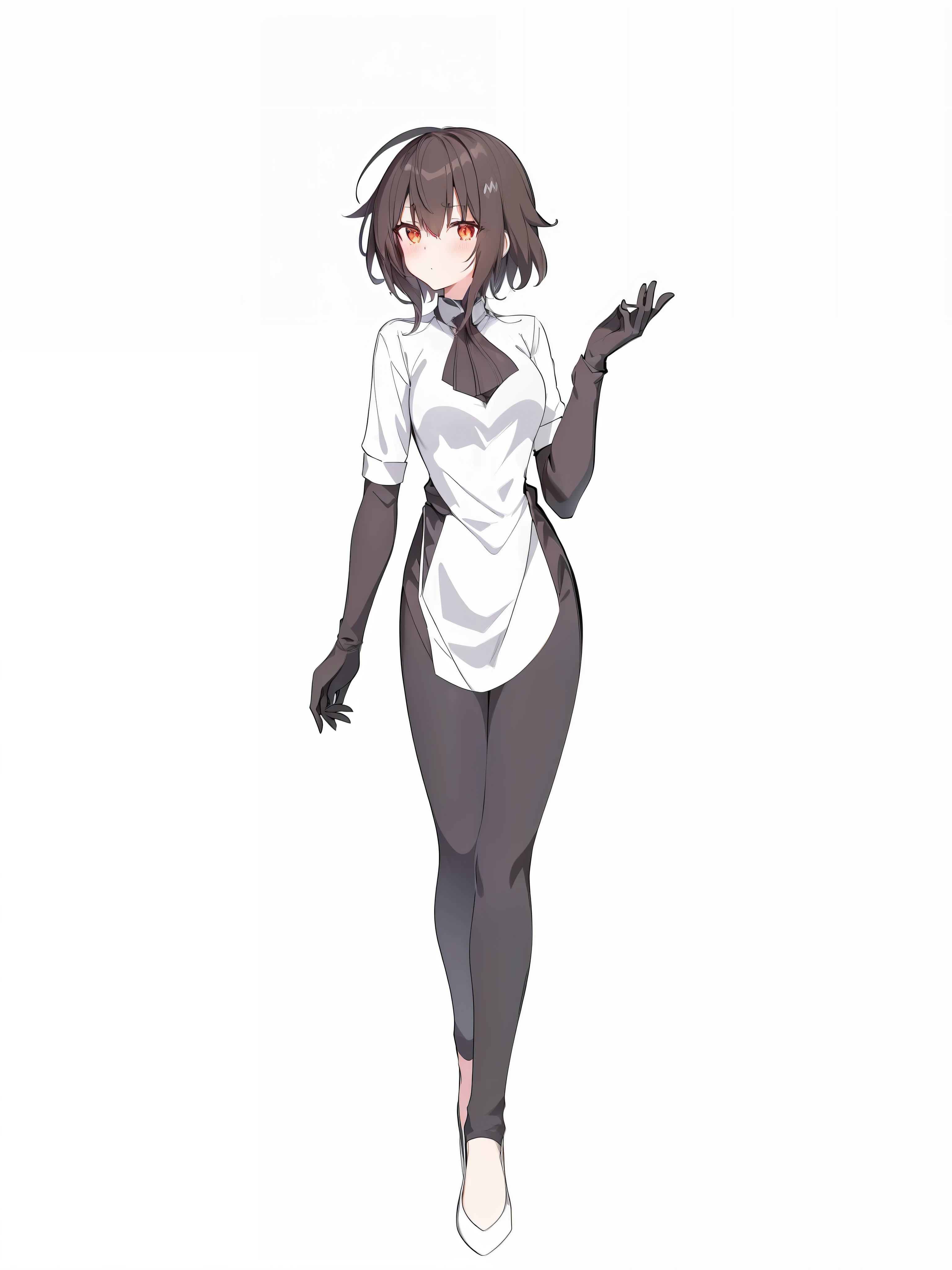 anime character with a white shirt and black pants, yandere. tall, female protagonist 👀 :8, makoto, ( waitress ) girl, kantai collection style, rin, single character full body, anime moe artstyle, sayori, yandere, makoto shinka, gapmoe yandere, official character art, various pose, full body!!