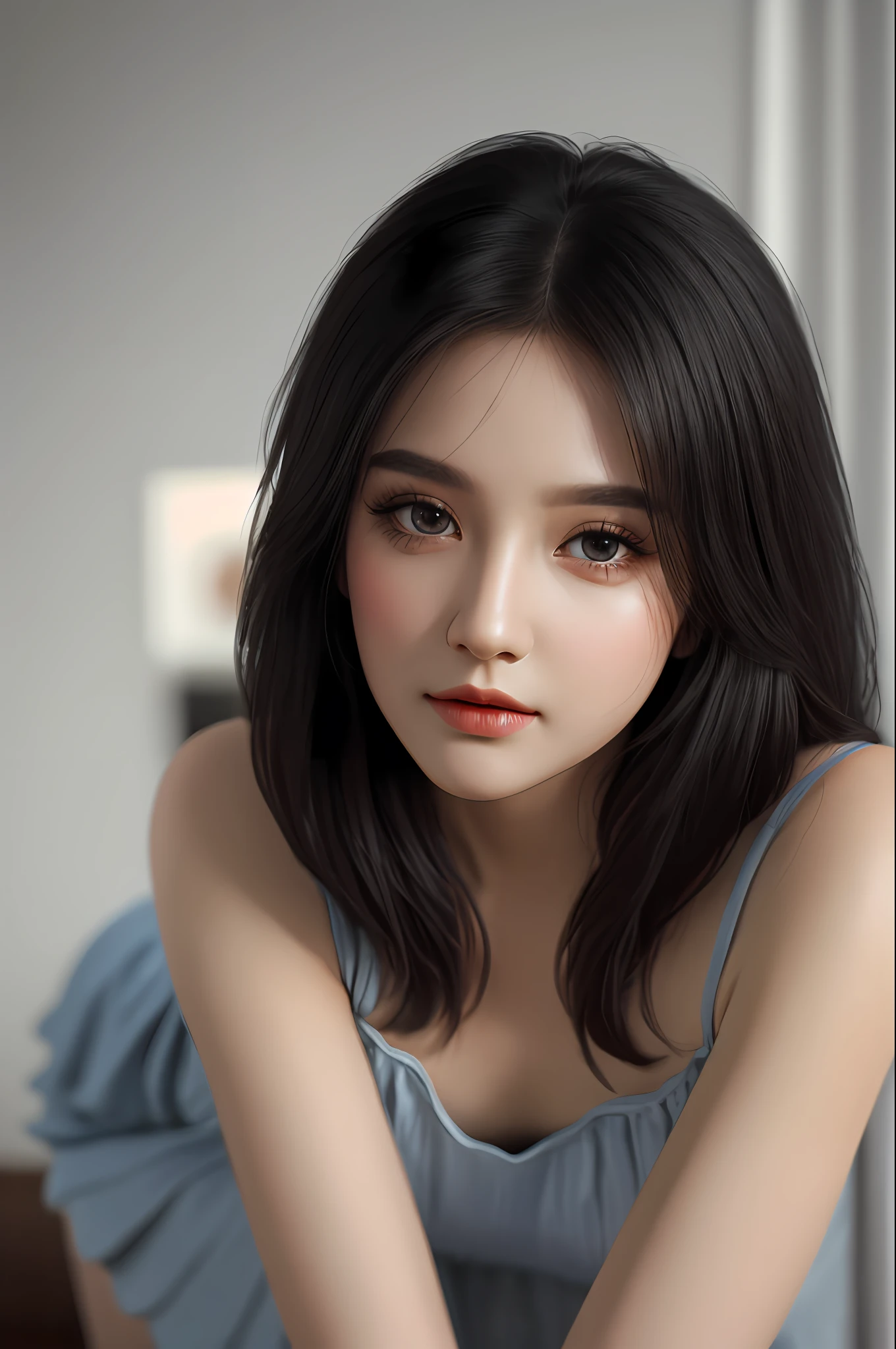 Very detailed eyes, very detailed face, very beautiful woman, best quality, super detailed (photorealistic), very delicate and beautiful legs, beautiful black eyes,