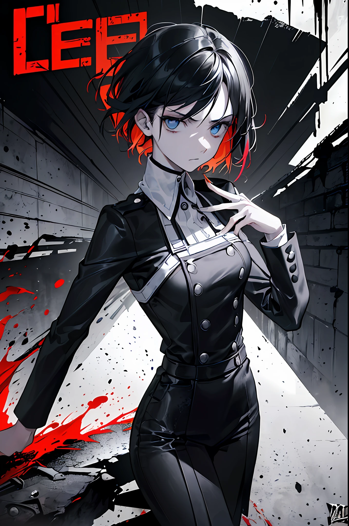 ((((dramatic))), (((gritty))), (((intense))) film poster featuring a young woman as the central character. She stands confidently in the center of the poster, wearing a stylish and edgy outfit, with a determined expression on her face. The background is dark and gritty, with a sense of danger and intensity. The text is bold and attention-grabbing, with a catchy tagline that adds to the overall feeling of drama and excitement. The color palette is mainly dark with splashes of vibrant colors, giving the poster a dynamic and visually striking appearance,tachi-e