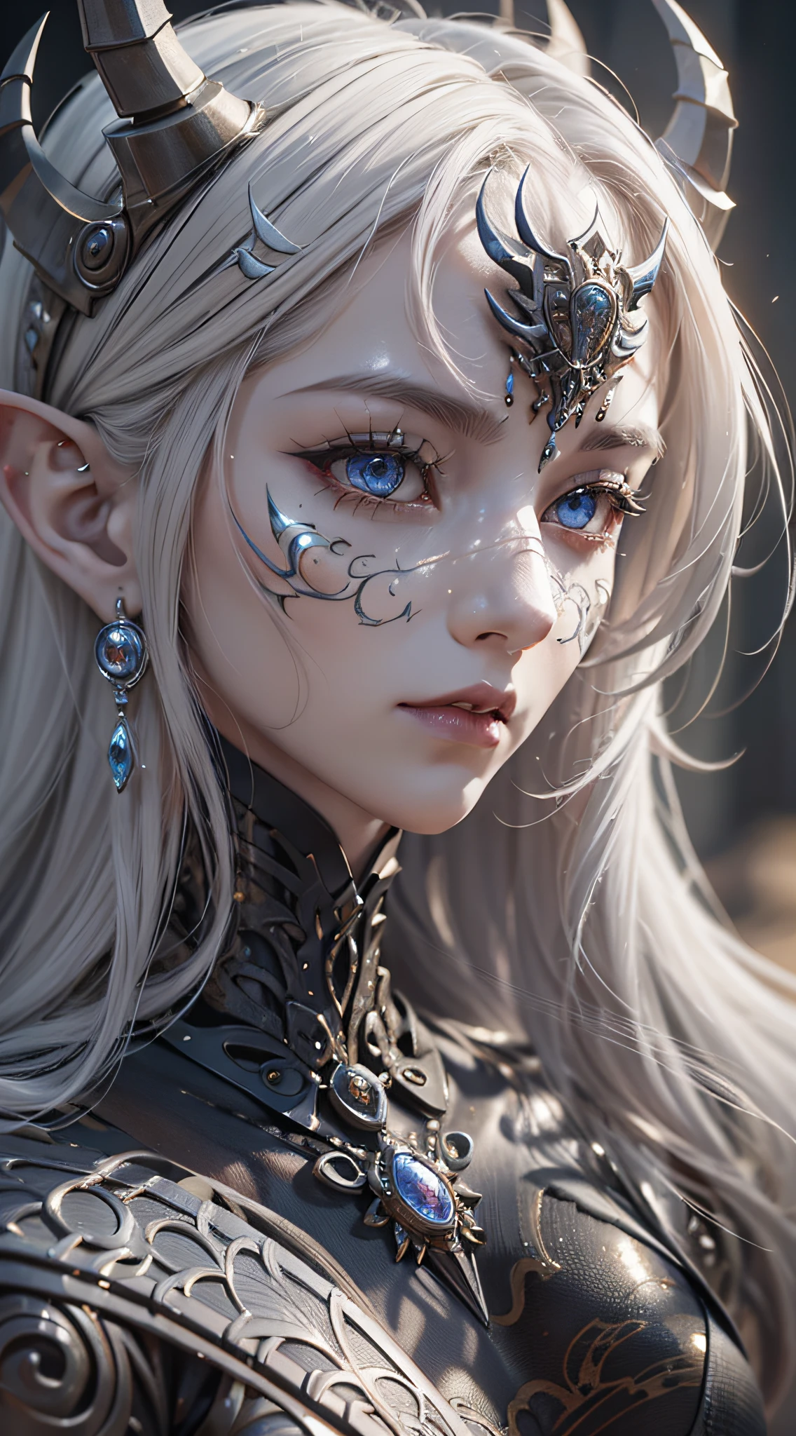 A close-up of a boy with a sword, ultra-detailed fantasy characters, intricate gorgeous anime CGI style, female demons suitable for white horns, 4 K detail fantasy, high-detail iconic characters, beautiful biomechanical elves, complex fantasy characters, high detail and very sharp, intricate artwork. Octane rendering, 3 D rendering character art 8 K