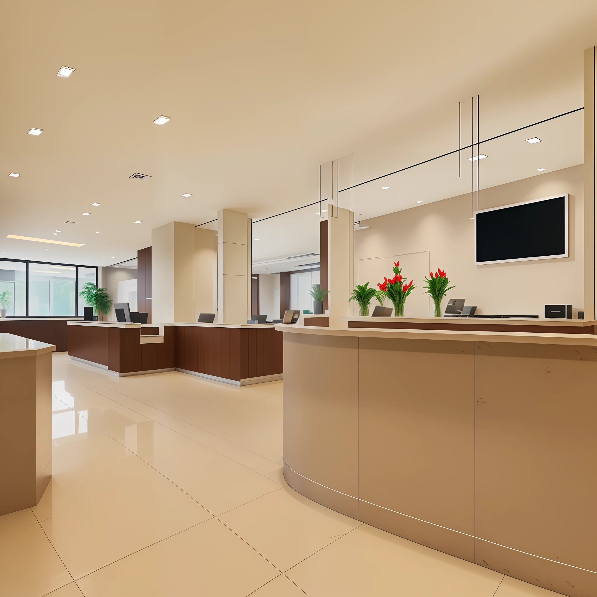 Background image of the bank interior lobby, the background is the counter, the front view of the interior, the camera shot, the background is bokeh --auto --s2