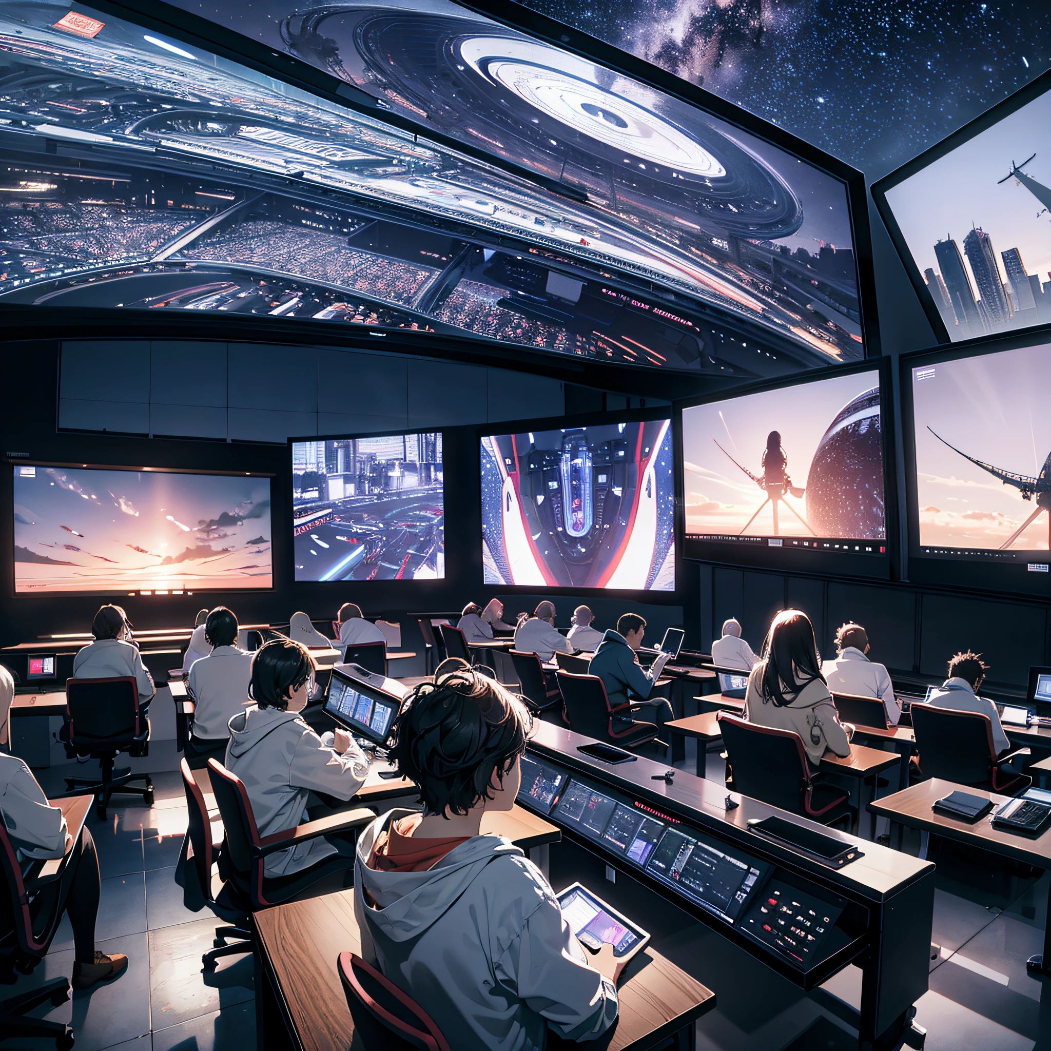 The big science observatory has a lot of big screens.