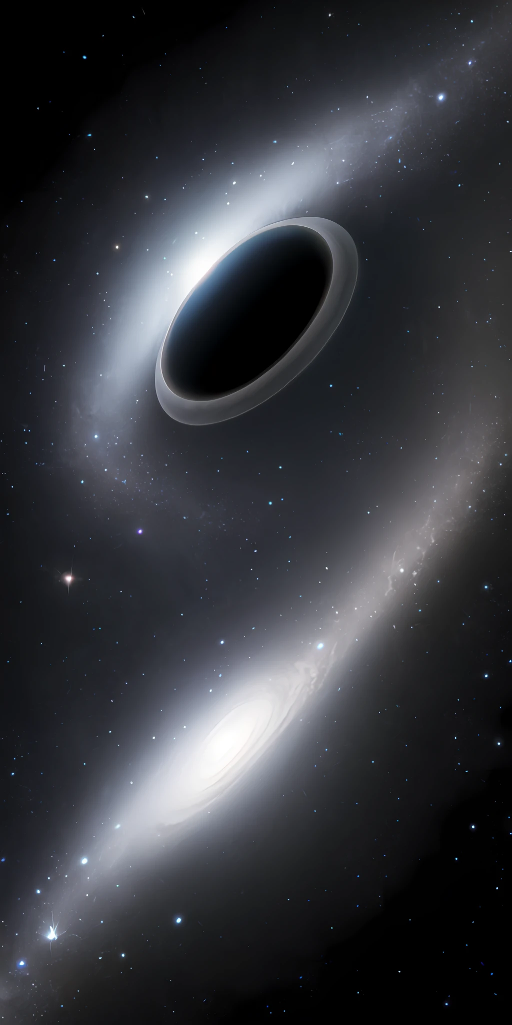 Universe, deep space, mysterious, weird, black gray, gloom, a black hole on the left,