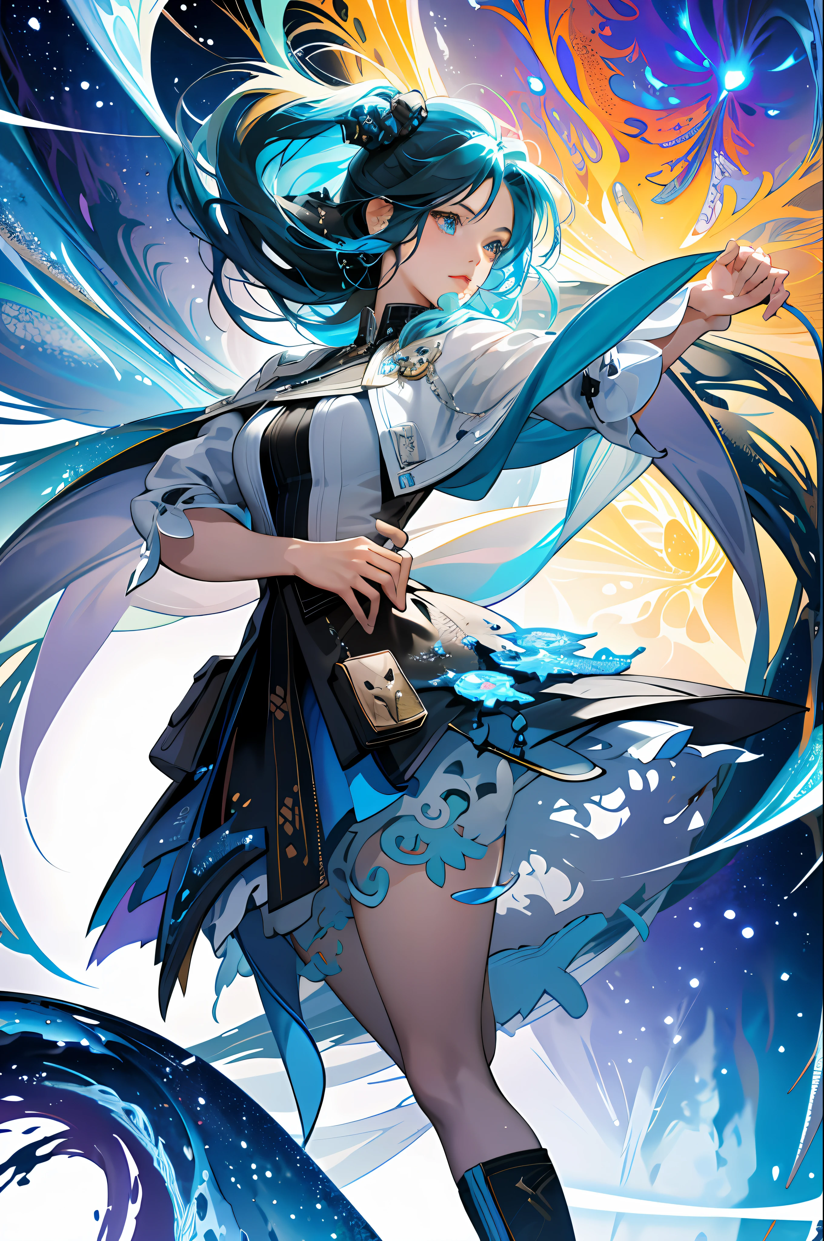 absurdres, highres, ultra detailed, 1girl, Rinoa, from Final Fantasy 8, solo, extremely detailed eyes, (official art, beautiful and aesthetic:1.2), (1girl), extreme detailed,(fractal art:1.3),colorful,highest detailed