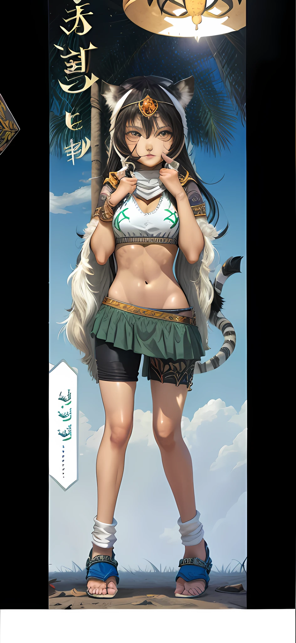 Tiger teeth, Arabian style, shyness, loli, horn hair, standing shades, strong sense of abdominal muscle lines