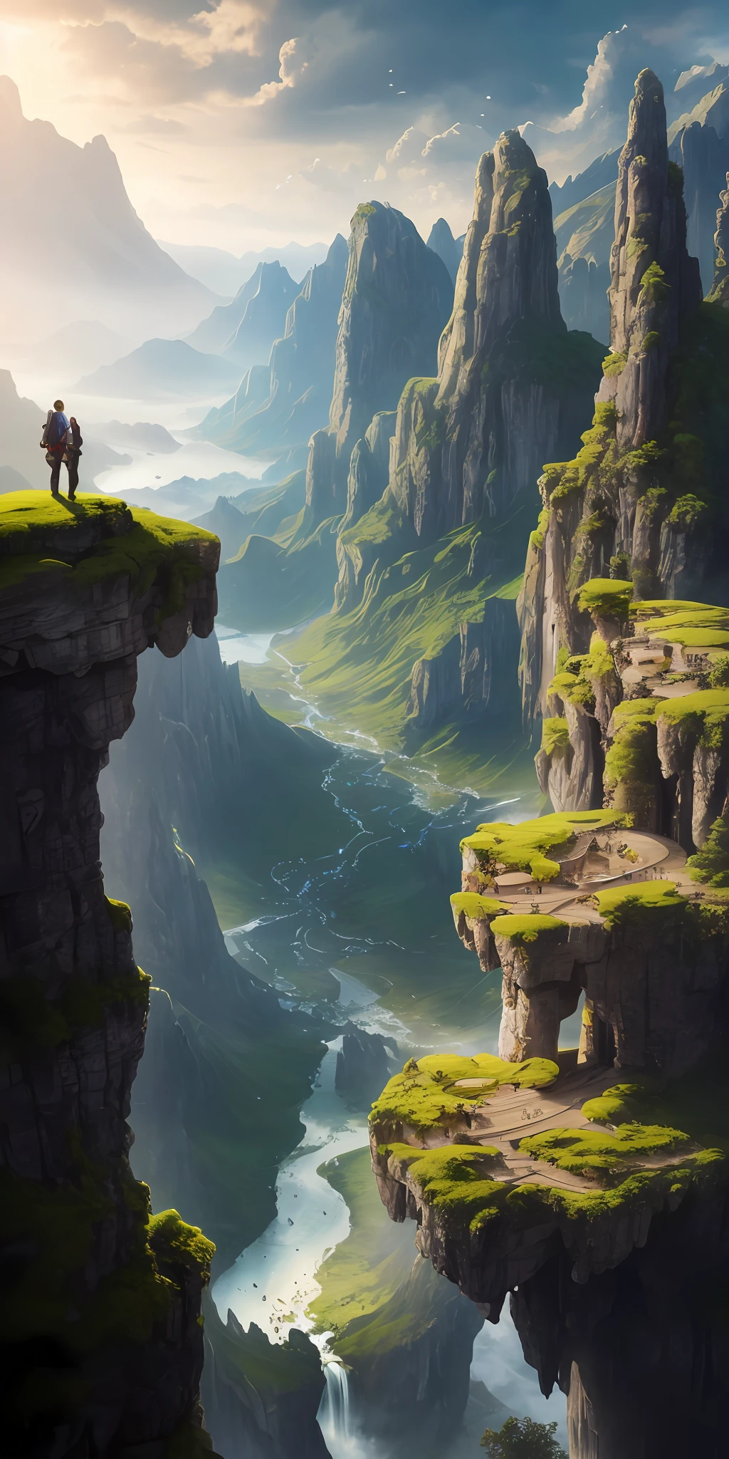 Masterpiece, best quality, high quality, extremely detailed CG unity 8k wallpaper, landscape, outdoor, sky, cloud, sky, no humans, mountain, landscape, water, tree, blue sky, waterfall, cliff, nature, lake, river , cloudy skies, award winning photography, bokeh, depth of field, HDR, bloom, chromatic aberration, photorealism, very detailed, trending on artstation, trending on CGsociety, intricate, high detail, dramatic, midjourney art