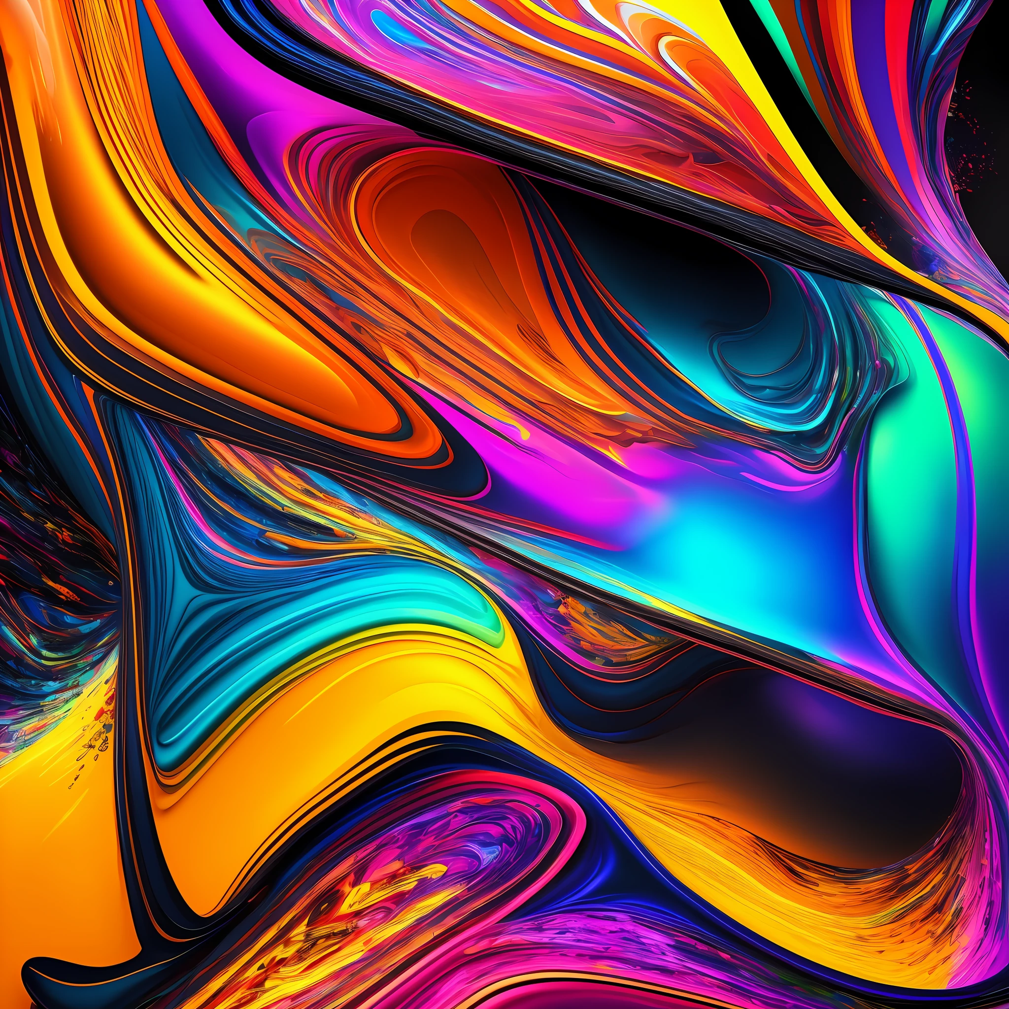 a close up of a colorful abstract painting on a black background, a digital rendering by Jan Rustem, featured on zbrush central, abstract art, iphone 15 background, stunning screensaver, vibrant 8k rendering, colorful computer screen, pc screen image, abstract painting. 8k, high definition screenshot, highly detailed 8k resolution, 8 k uhd artwork --auto --s2