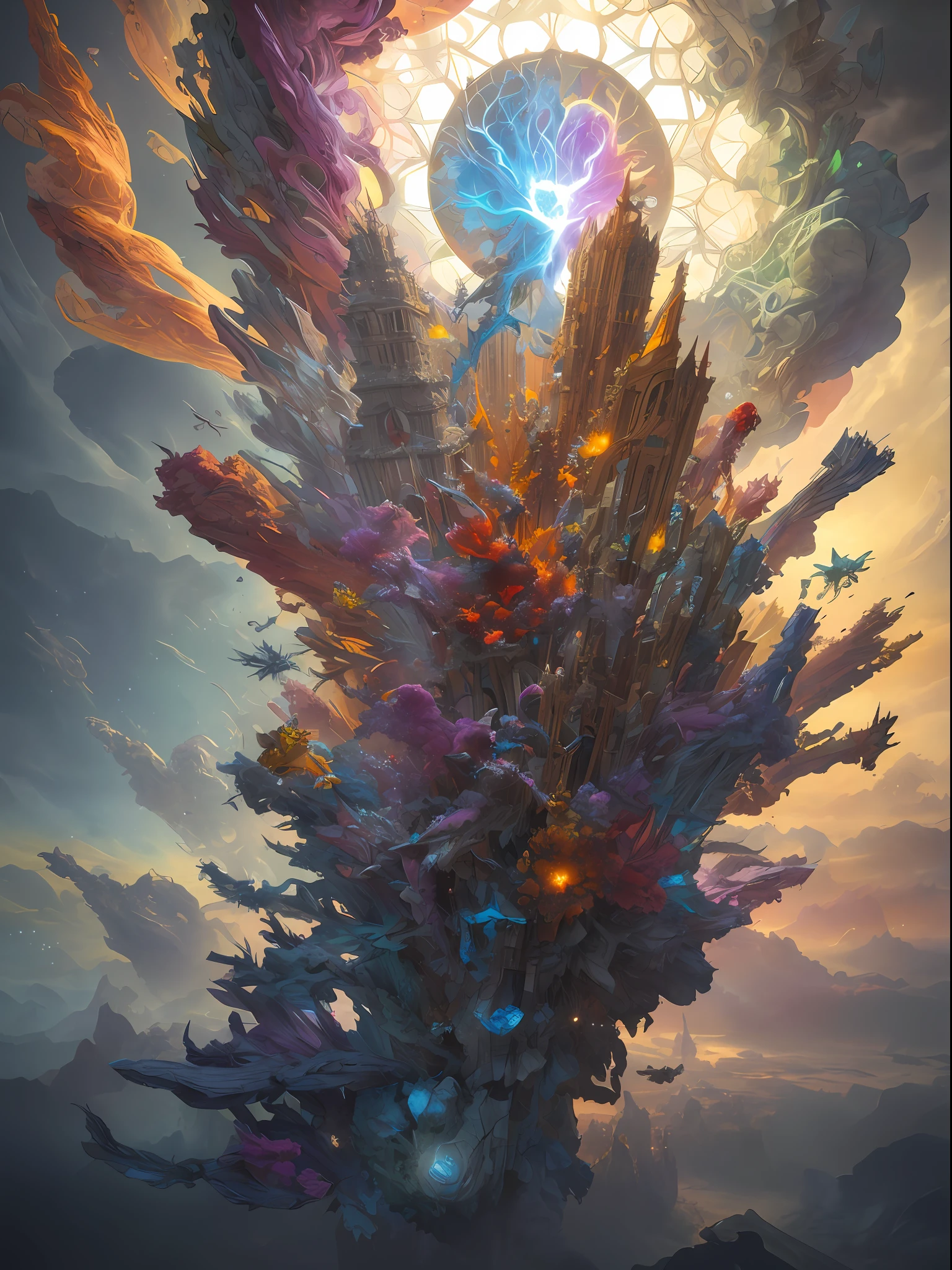 Fragmented Supernova - Fractured Shards of Crumbling Beauty" Beautiful; Voxel Fractals; Decadent; Hyper Detailed; Cubic; Complex; Fragments; shatterd,Surreal; Eldritch; Deep Colours; Cinematic; 8K; Photorealistic; By Tom Bagshaw; Ryohei Hase; Junji Ito; Sandra Chevrier; Beeple; Ralph Horsley; Roberto Ferri; Michael Kaluta; Victor Adame Minguez; Todd McFarlane; Alphonse Mucha; Erik Johansson. Octane Render; SFX; Ambient Occlusion; Photorealistic