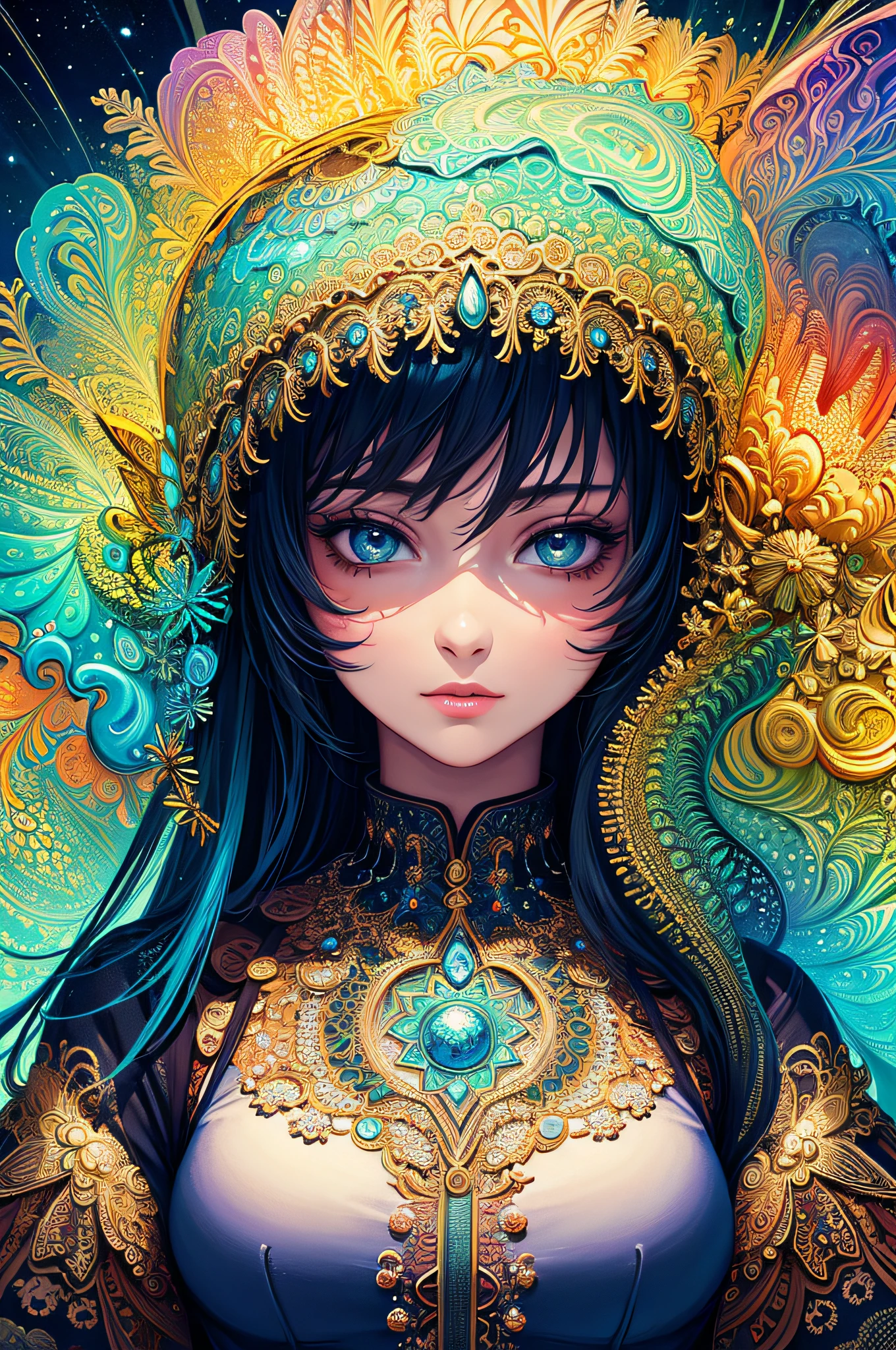 (masterpiece, top quality, best quality, official art, beautiful and aesthetic:1.2), (1girl), extreme detailed,(fractal art:1.3),colorful,highest detailed