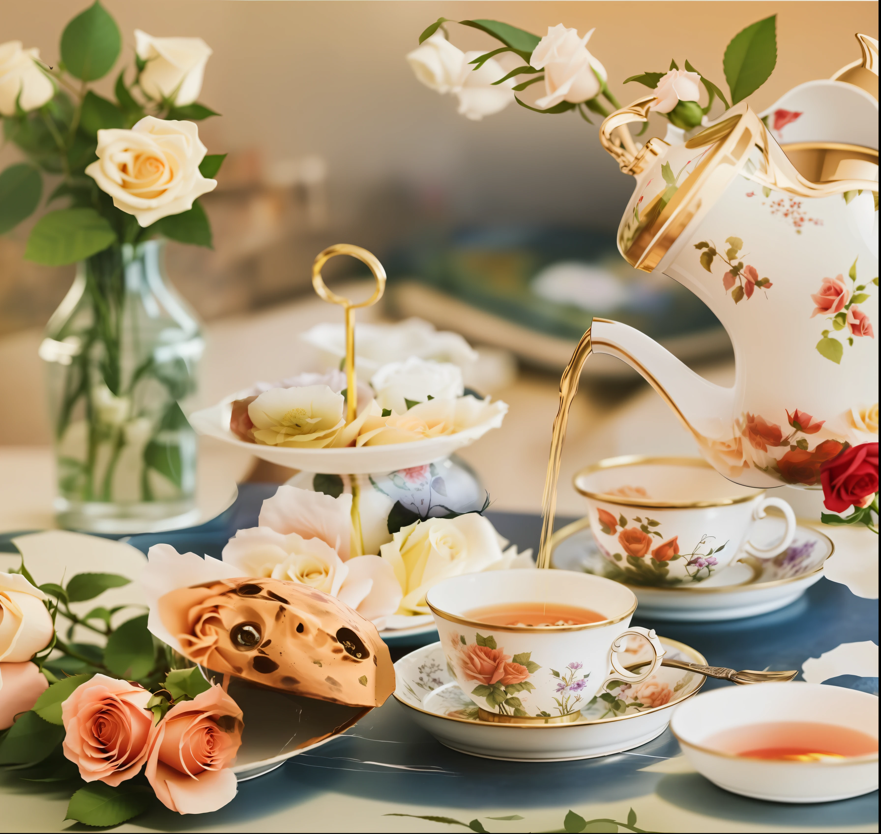 The picture above left shows a vase with several beautiful roses inserted inside