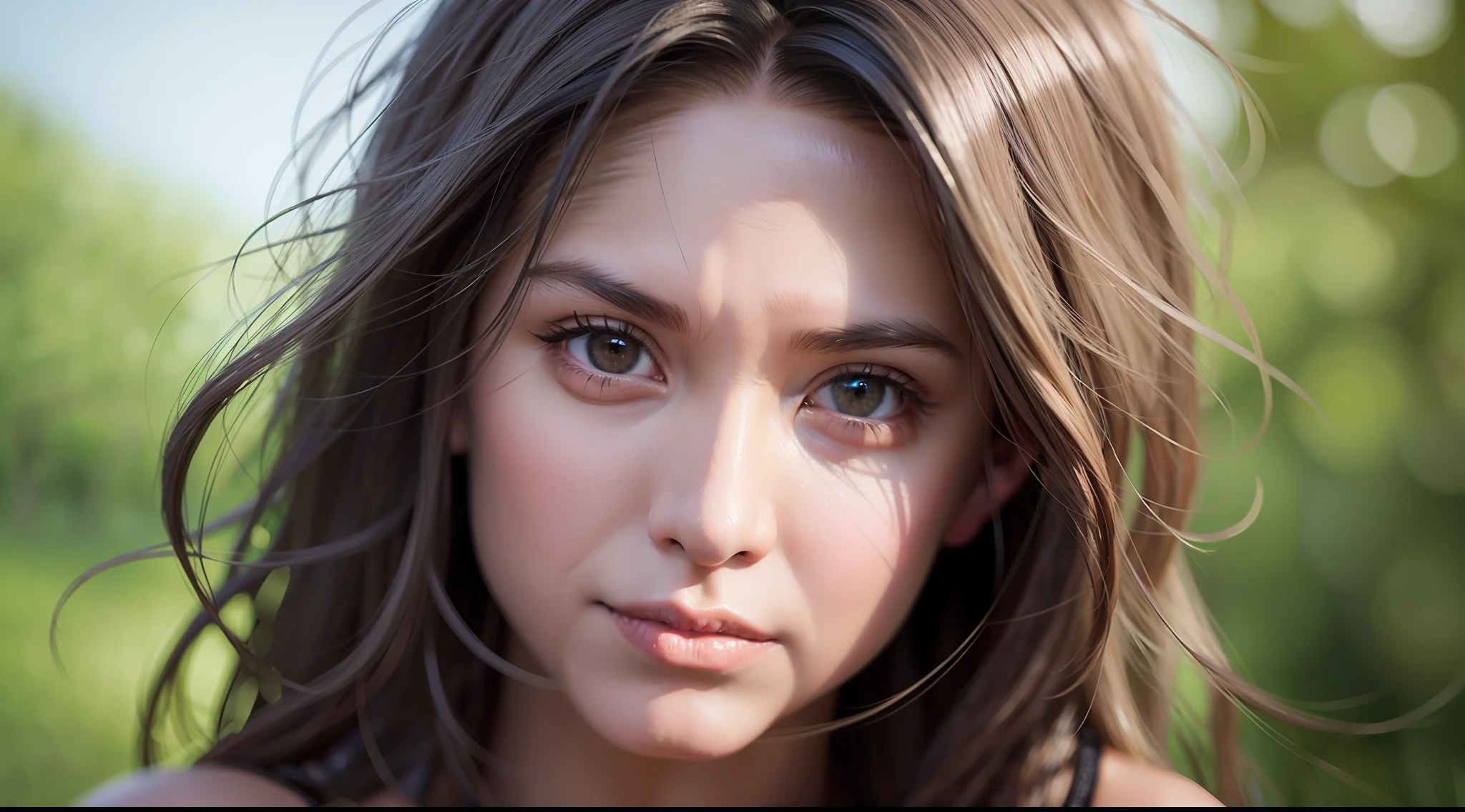 Realistic detailed long shot of a cavewoman, vibrant, photorealistic, realistic, dramatic, dark, sharp focus, 8k