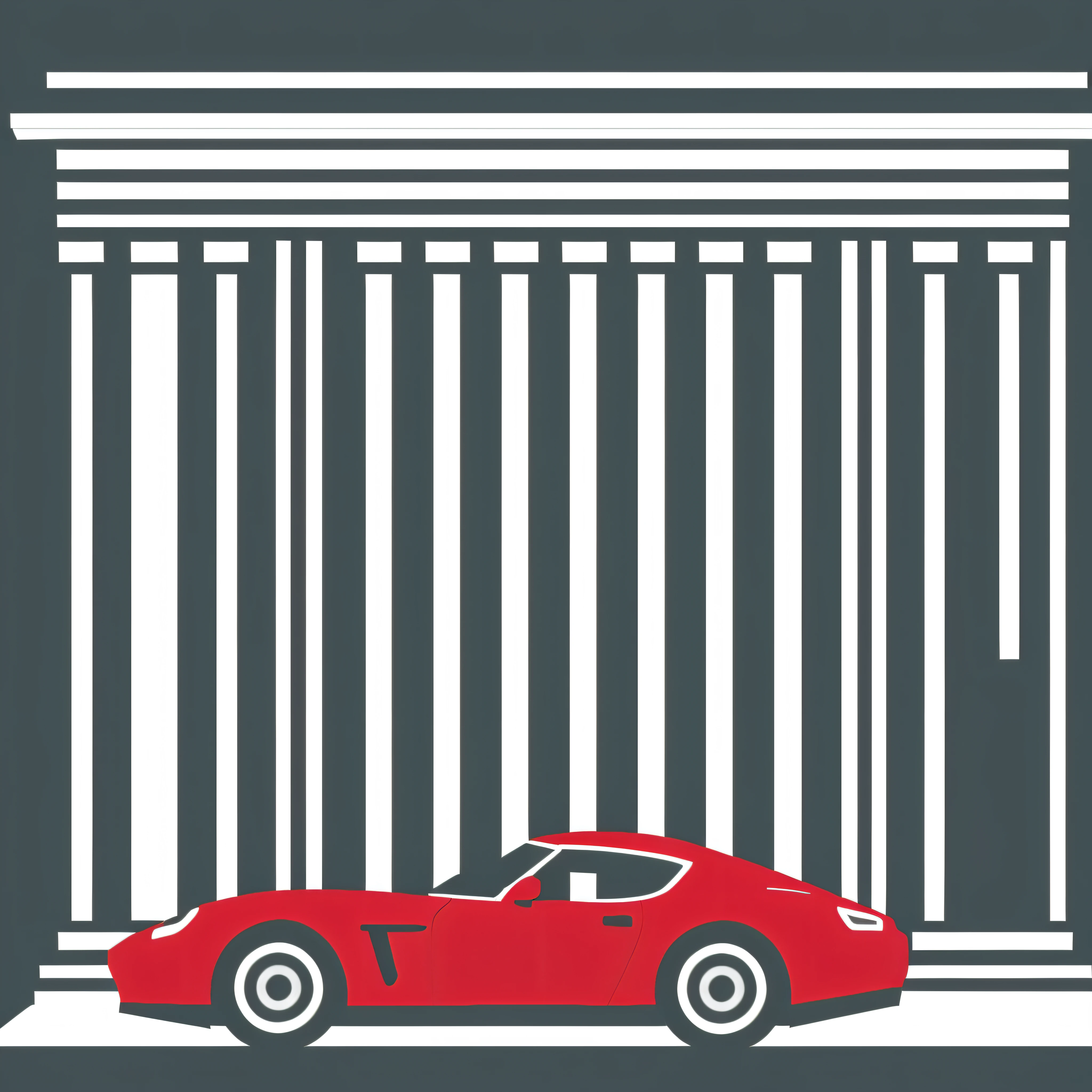 Court building icon (white background: 1.3), red sports car