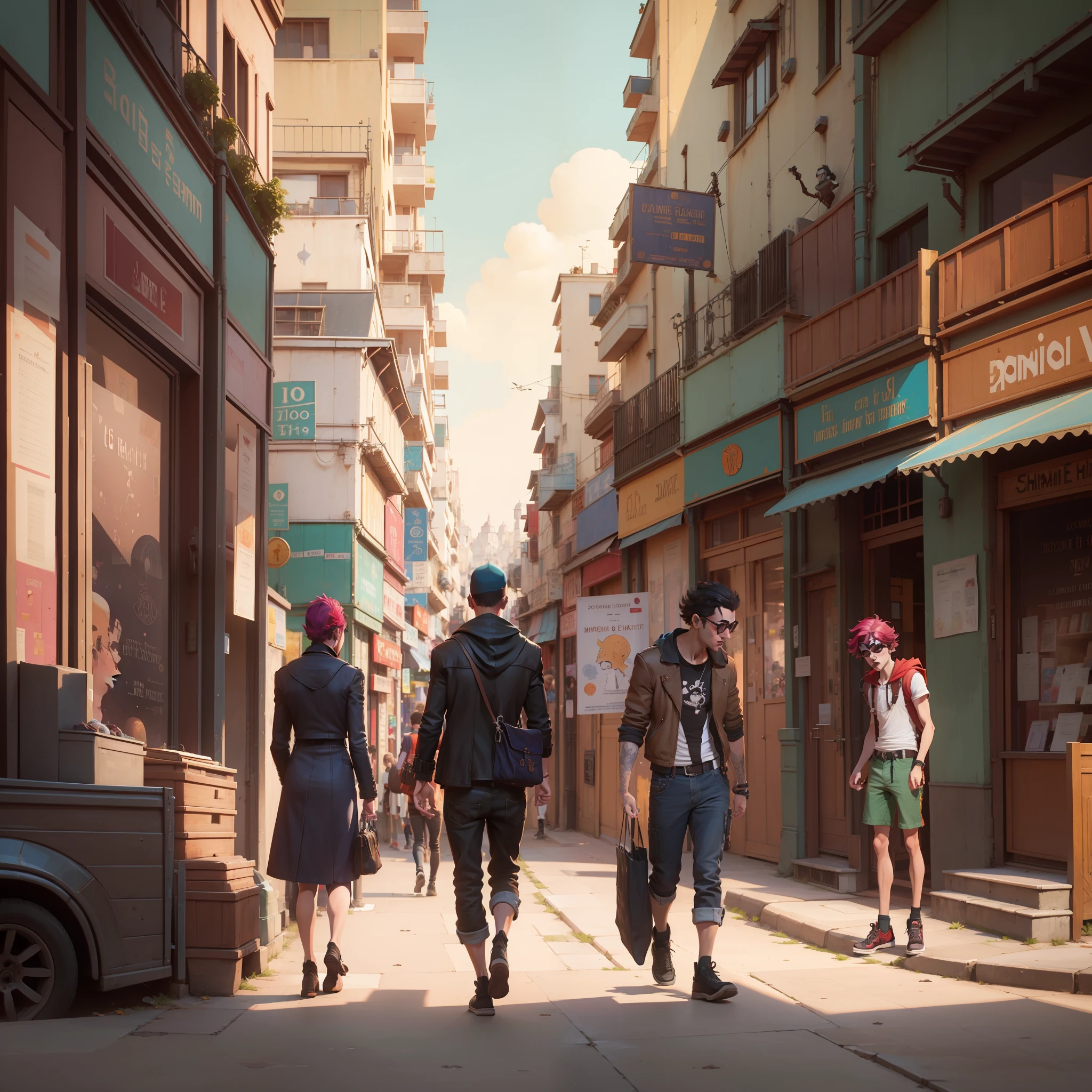 illustration of a busy street scene, by Raphaël Collin, by Bernard D'Andrea, inspired by Tomer Hanuka, ( asaf hanuka ), by Asaf Hanuka, by Tomer Hanuka, by Clément Serveau, inspired by Asaf Hanuka, by Róbert Berény, French comic style