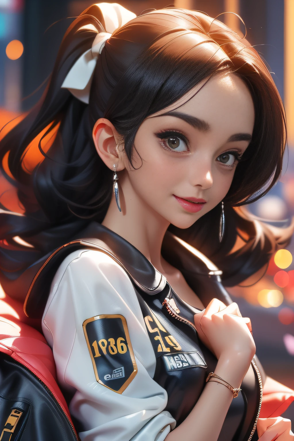 (best quality:1.3),(masterpiece:1.3),(detailed:1.2),8K,soft:1,(close-up:1.2),((realistic art style:1) ),upper body,Happy,black hair,brown eyes,((a ****************)),(adolescence \(vocaloid\)),Lively,Youthful vitality,Smooth and delicate skin,sportswear,Hairstyle for high school girls,