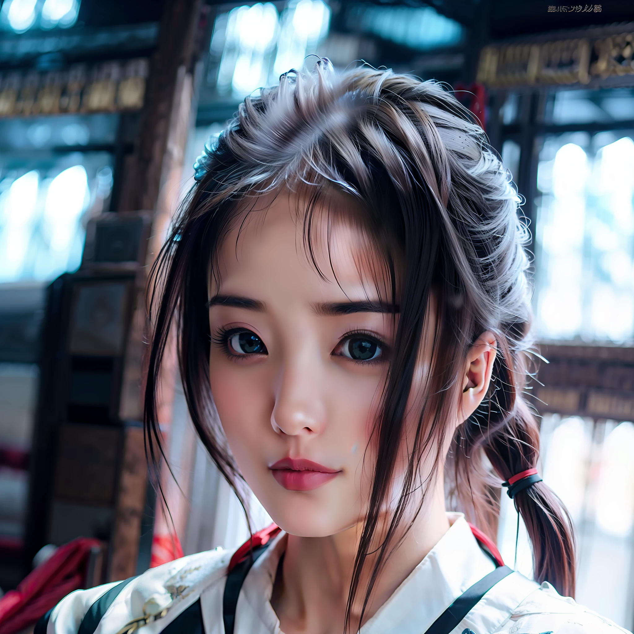 A beauty, graceful, beautiful, charming eyes, jet black hair, ((conservative clothing)), long-sleeved shirt, long pants, noble, elegant, (masterpiece:1.2), best quality, masterpiece, hires, original, extremely detailed wallpaper, perfect lighting, (realism: 1.4), professional photography, Deep invisibility, high shadow symmetry,
