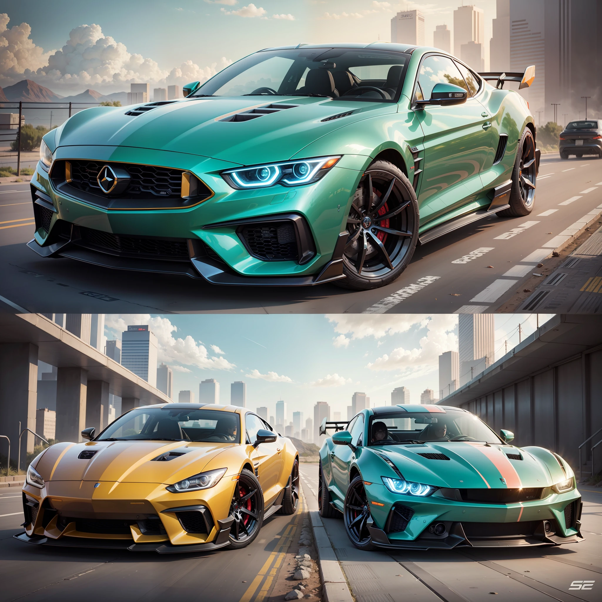 Sci-fi style cars, colorful, beautiful --auto --s2