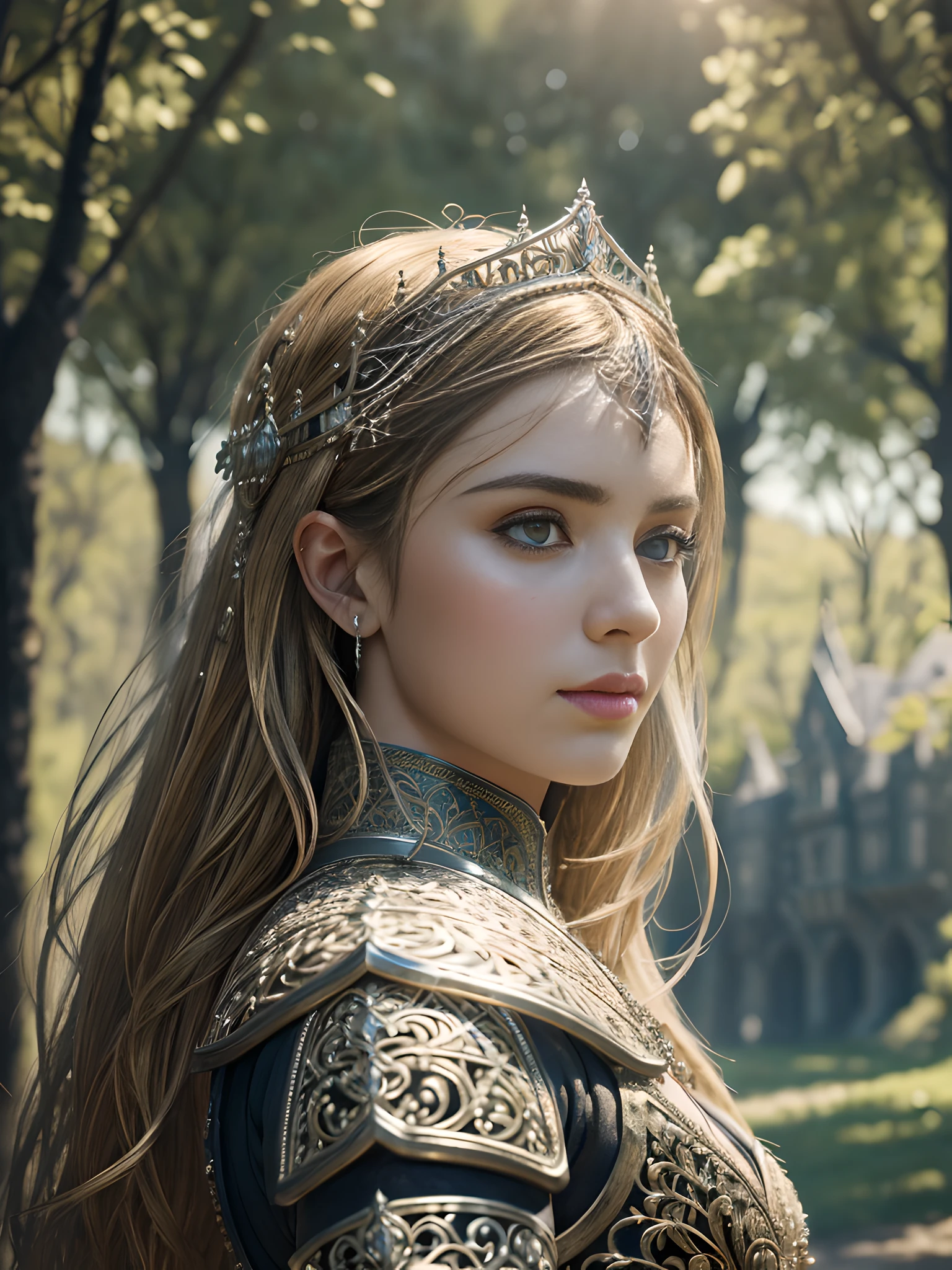 (masterpiece), (extremely intricate:1.3), (realistic), portrait of a girl, the most beautiful in the world, (medieval armor), metal reflections, upper body, outdoors, intense sunlight, far away castle, professional photograph of a stunning woman detailed, sharp focus, dramatic, award winning, cinematic lighting, octane render, unreal engine, volumetrics dtx