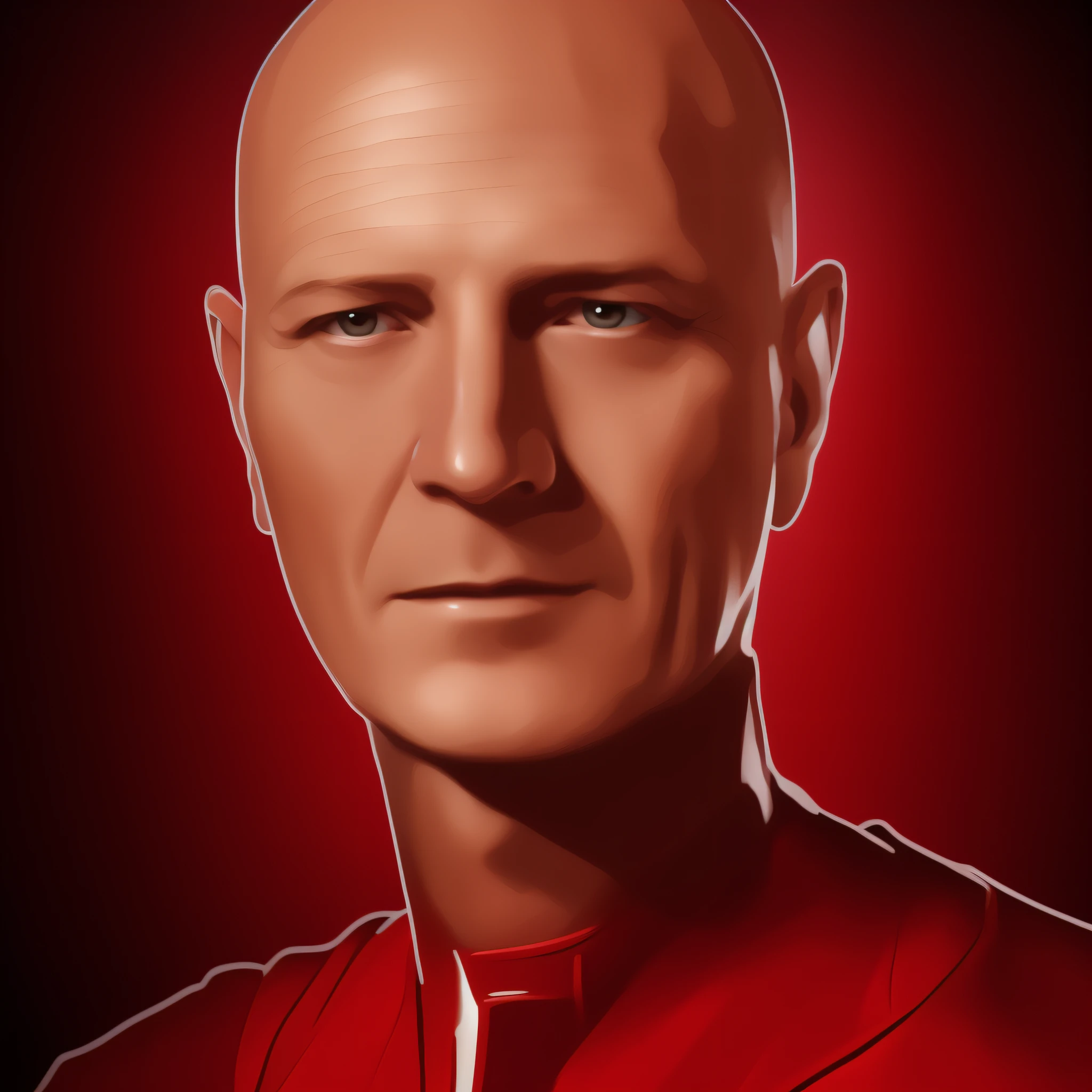 bald head man with a military uniform, Portrait Digital Art, blue nebula in the back, Digital Art Portrait, (ultra photorealistic:1.3), (masterpiece:1.4), (cowboy shot:1.2), best quality, ((realistic)), high quality, ultra detailed, ((real image)), ((realistic skin)), ((realistic face)), (best quality:1.1), (illustration:1.05), (cinematic light:1.1), a closeup , portrait digital art, digital art portrait,  digital illustration portrait, nft portrait, digital matt painting, #1 digital painting of all time --auto --s2