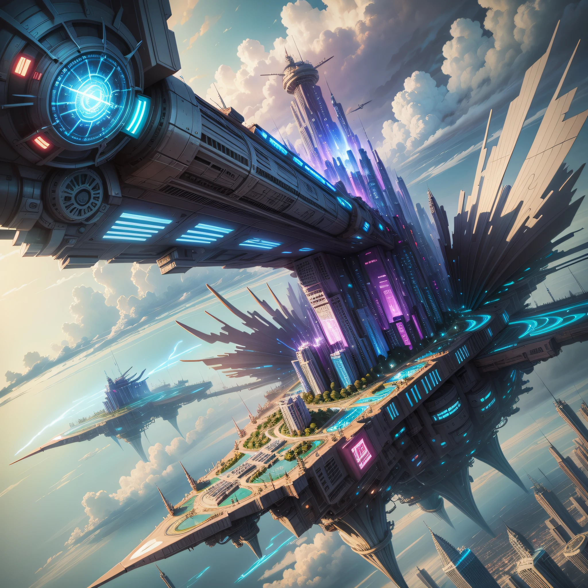 manga,comic,colorful,elaborate,hyper quality,sci-fi,highly detailed,city cloud war highbuildings tower,beautifulgirl