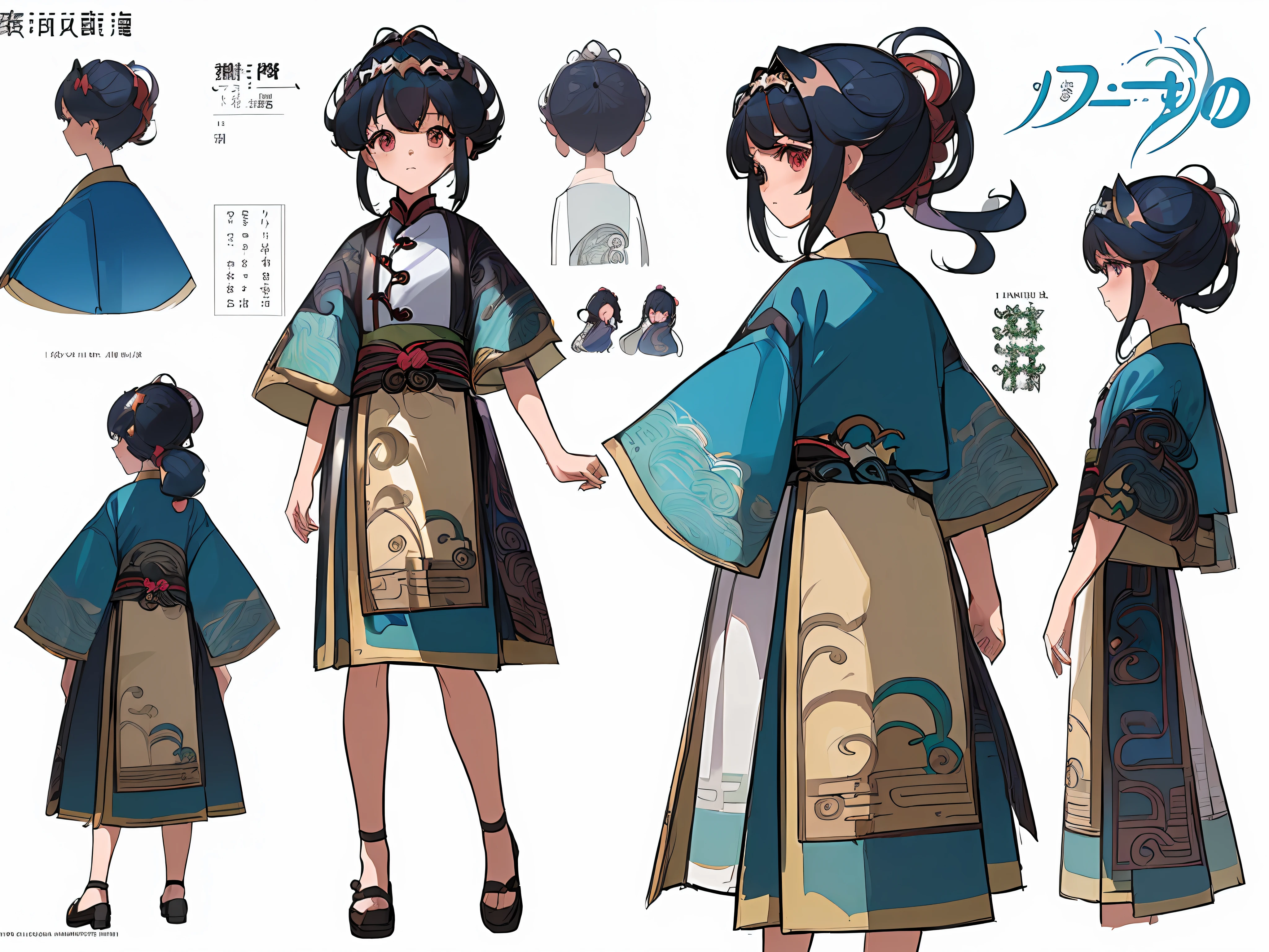 ((masterpiece)),(((best quality))),(character design sheet, same character, front, side, back), illustration, 1 girl, hair color, bangs, hairstyle fax, eyes, environment change scene, Hairstyle Fax, Pose Zitai, Female, Shirt Shangyi, Star, Charturnbetalora, (simple background, white background: 1.3), --6