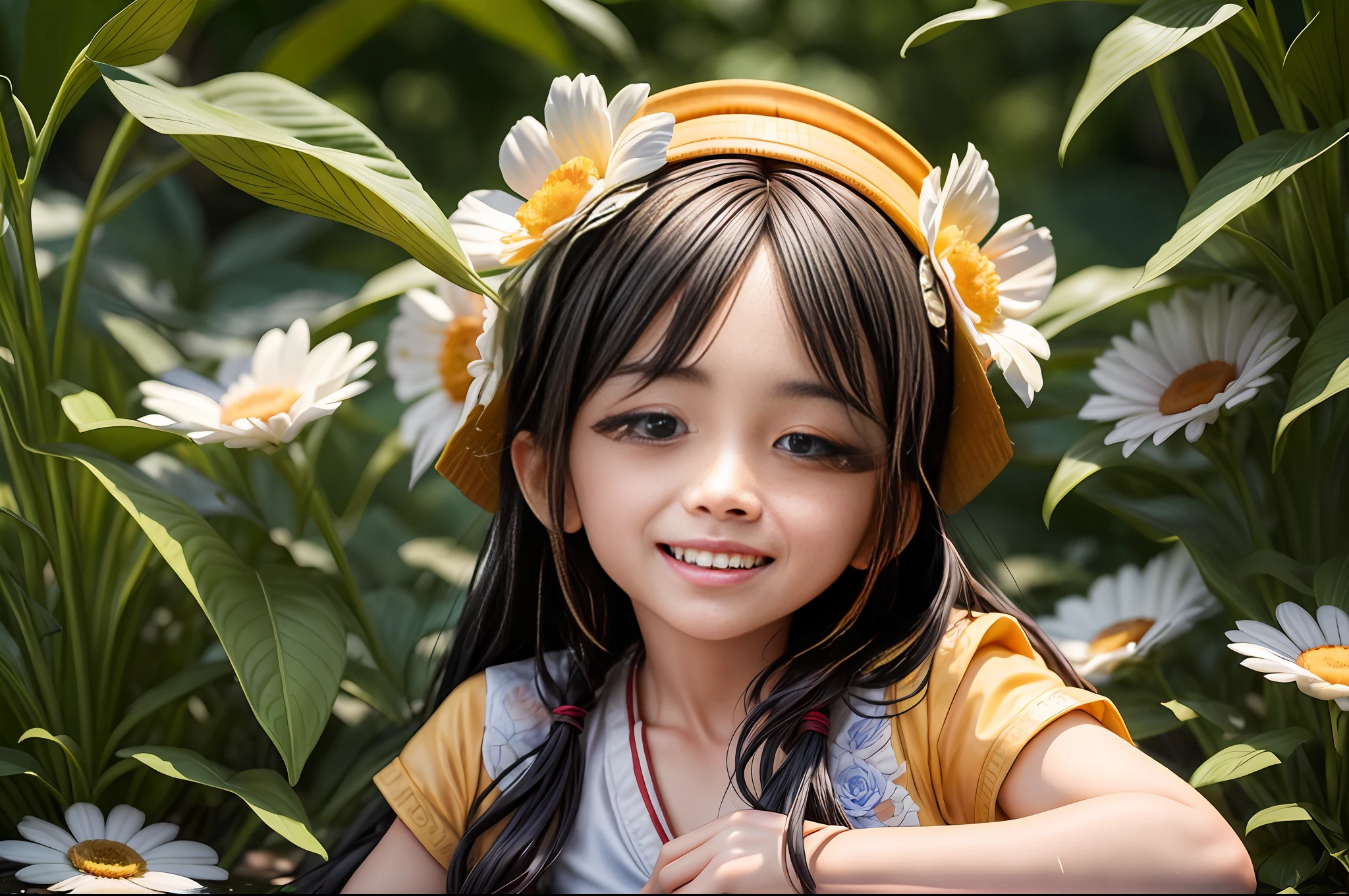 (Masterpiece),(Top Quality),(Super Detail),(Telegraph:1.2), Kid, Cute, Smile, 2 8-year-old boys, 2 s, Troublemaker, sweat dripping from his forehead and flowers dripping from his heart. modern Koreans, black hair,