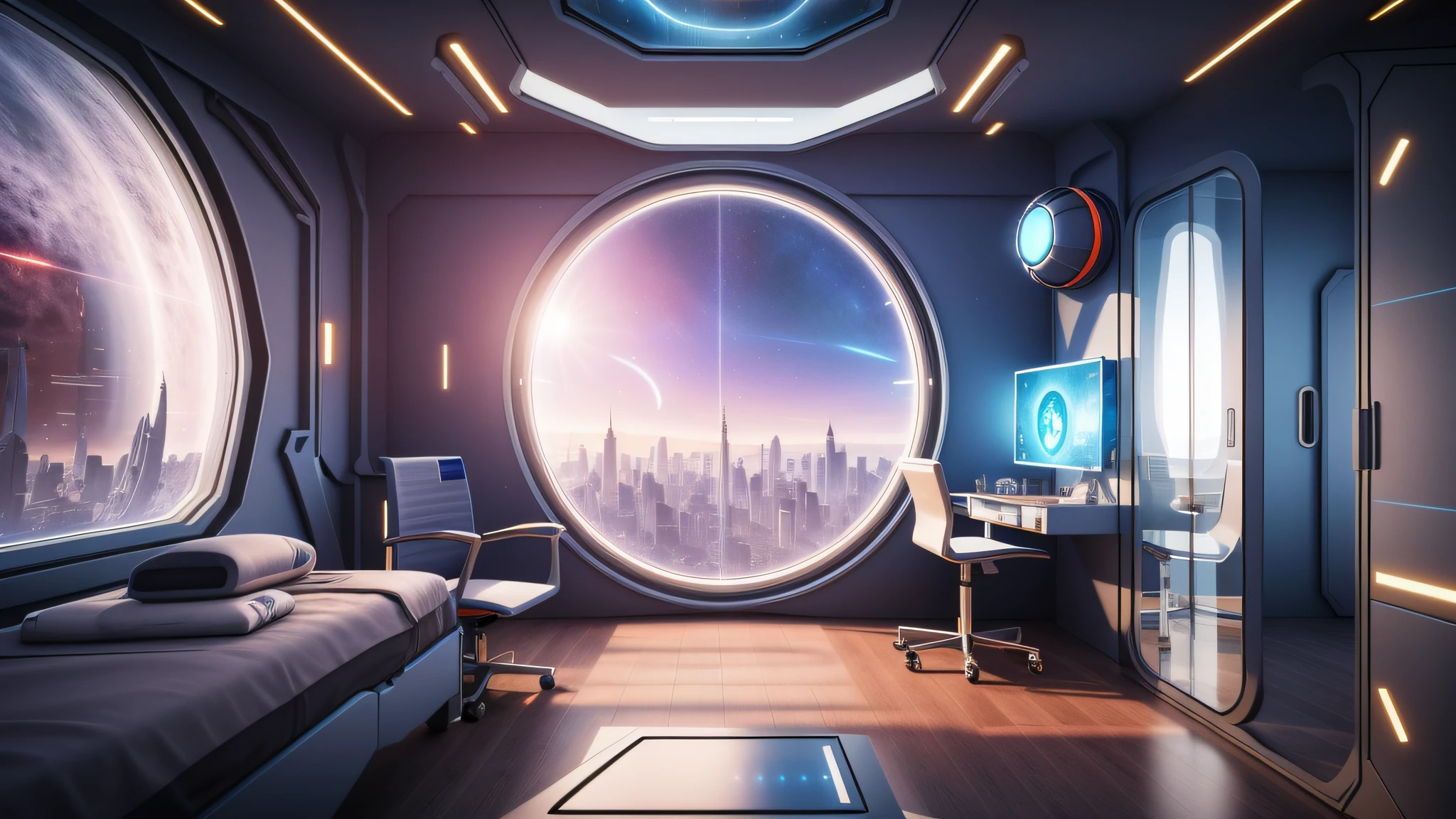 A bright room, 3d rendered bipple, futuristic room, surreal sci-fi set design, sci-fi room, futuristic setting, sci-fi interior, in bitel style, inspired by bipple, bipple style, sci-fi setting, sci-fi setting, sci-fi aesthetics, futuristic world, night starlight