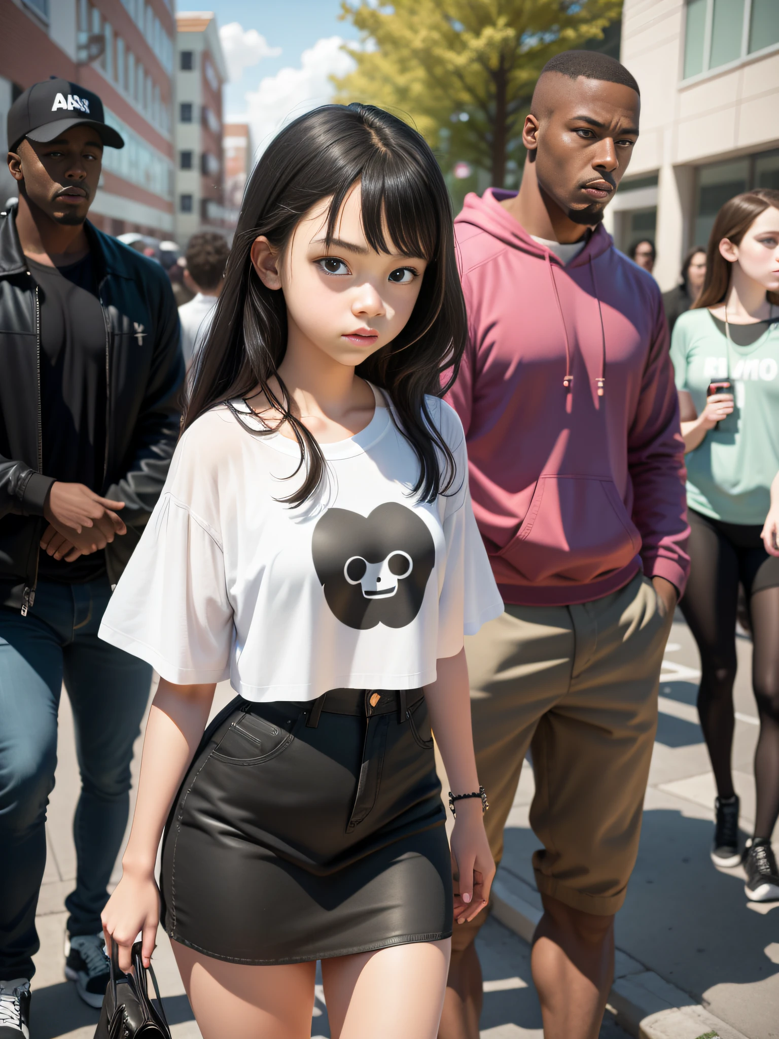 young naive sexy teen girl is being stalked by black guys