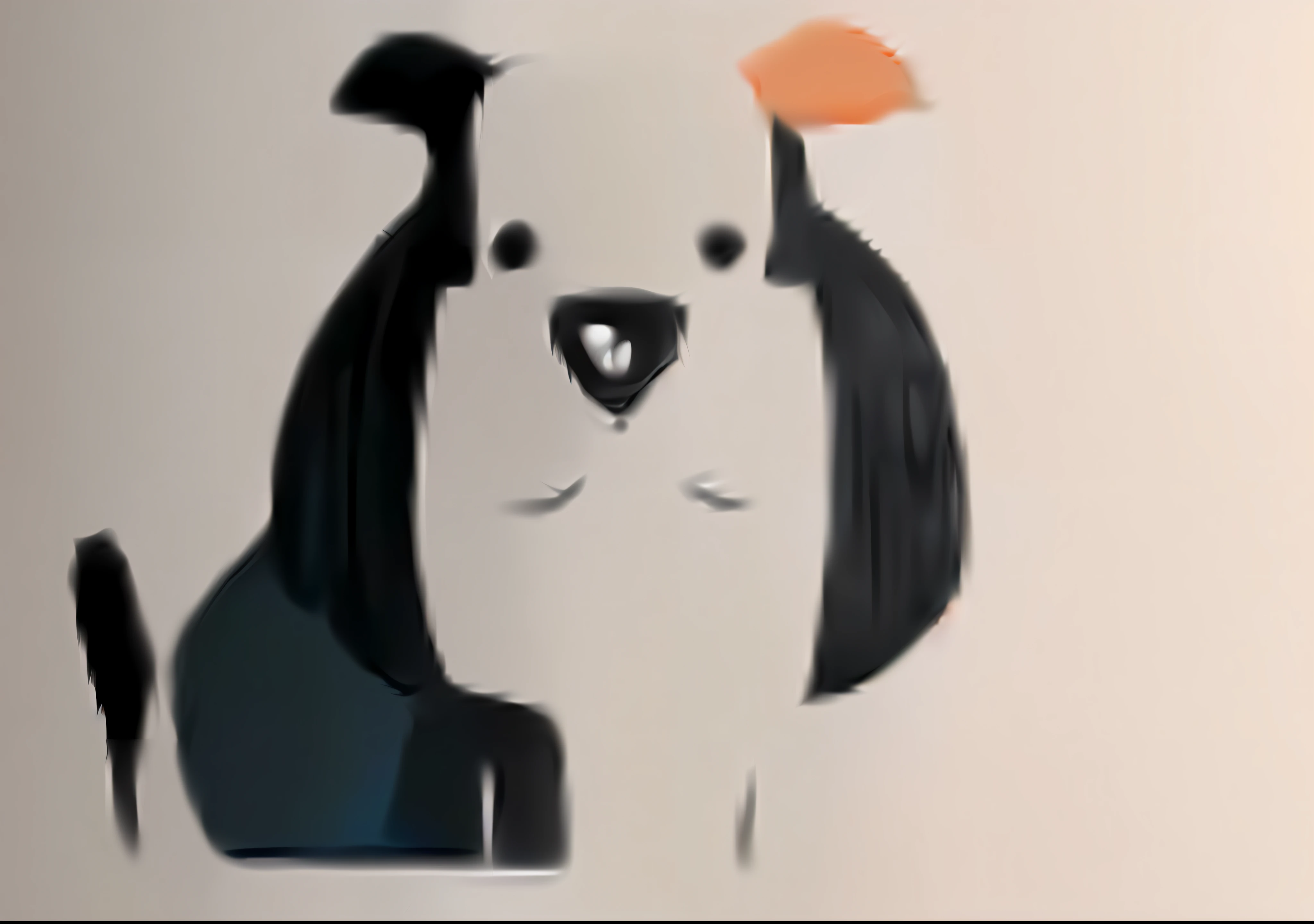 there is a dog with a orange nose and a black tail, “portrait of a cartoon animal, lineless, hughly detailed, anthropomorphic dog, painting of cute dog, with small nose, stylised illustration, front portrait, dog head, portrait of dog, cute dog, slightly larger nose, 2 d matte, 2d matte, one dog --auto --s2