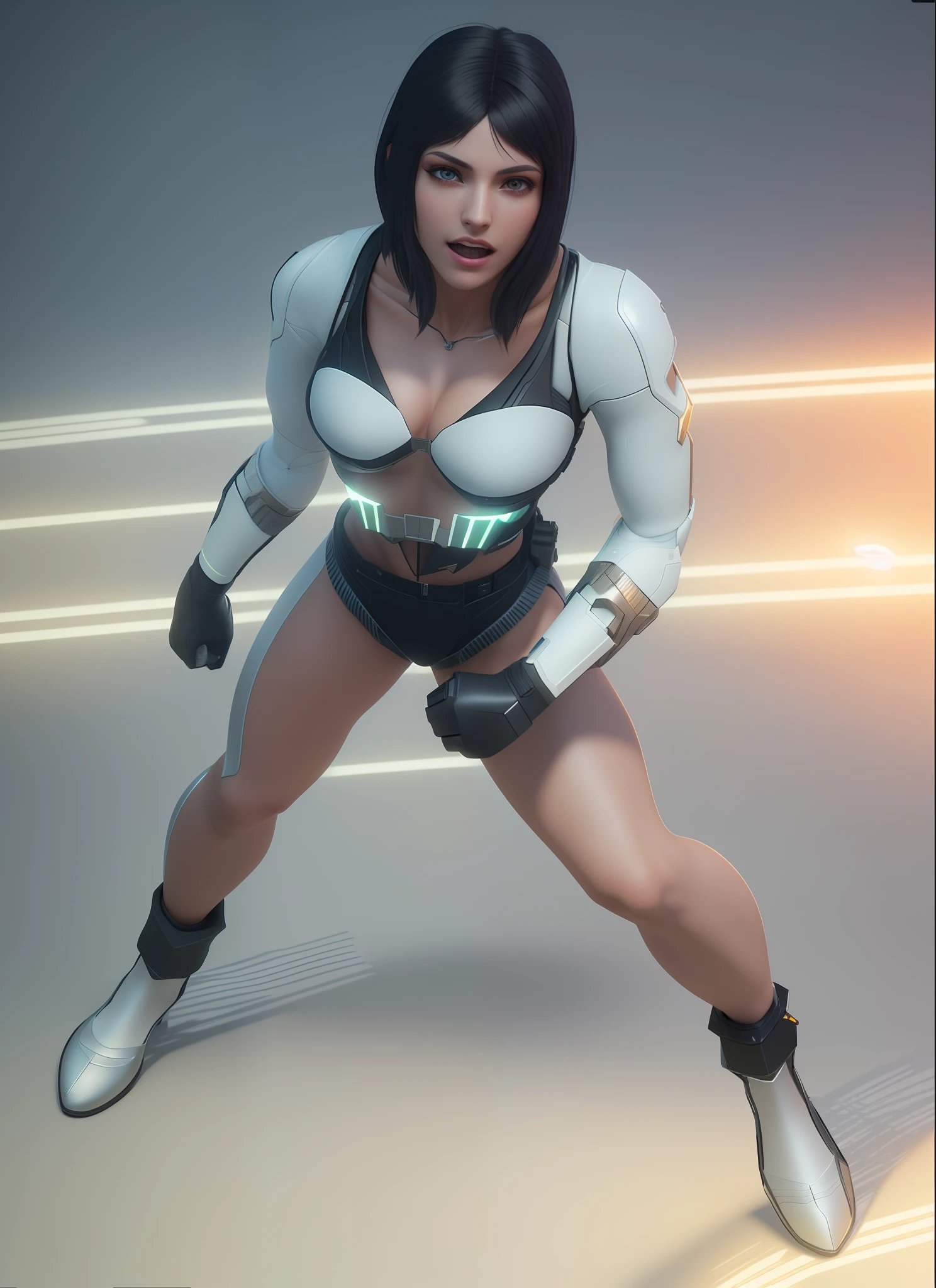 ((Best Quality)), ((Masterpiece)), (Detailed: 1.4), 3D, An Image of a Beautiful Cyberpunk Female, HDR (High Dynamic Range), Ray Tracing, NVIDIA RTX, Super-Resolution, Unreal 5, Subsurface Scattering, PBR Texturing, Post-processing, Anisotropic Filtering, Depth of Field, Maximum Clarity and Sharpness, Multilayer Textures, Albedo and Specular Maps, Surface Shading, Accurate Simulation of Light-Material Interaction, Perfect Proportions, Octane Render,  Two-tone lighting, Wide aperture, Low ISO, white balance, rule of thirds, 8K RAW, masterpiece, best quality, (8k very detailed CG unit wallpaper) (best quality), (best illustration), (best shading)