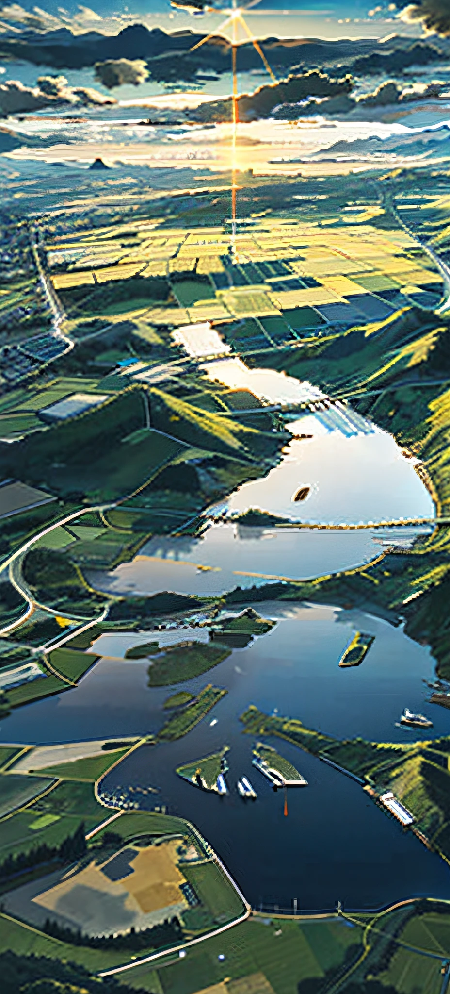 The vast and majestic skyline, a large area of sky occupies two-thirds of the picture, and boys and girls in civilian clothes sit side by side on the grassland, and in the distance is the bustling city of China