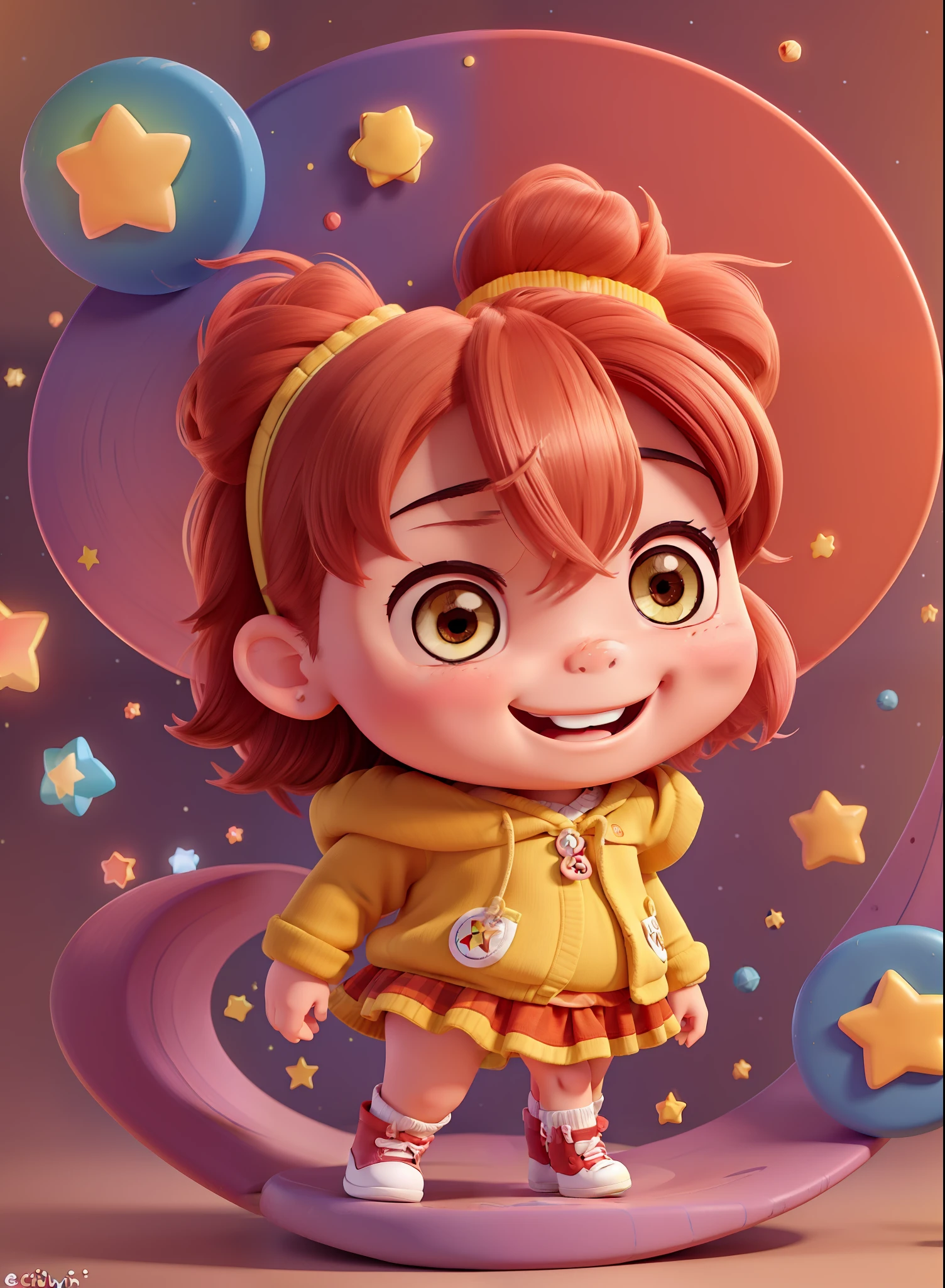 (chibi style),(baby),(big happy smile),(surrounded by cheerful stars),(bright colors),(red cheeks)