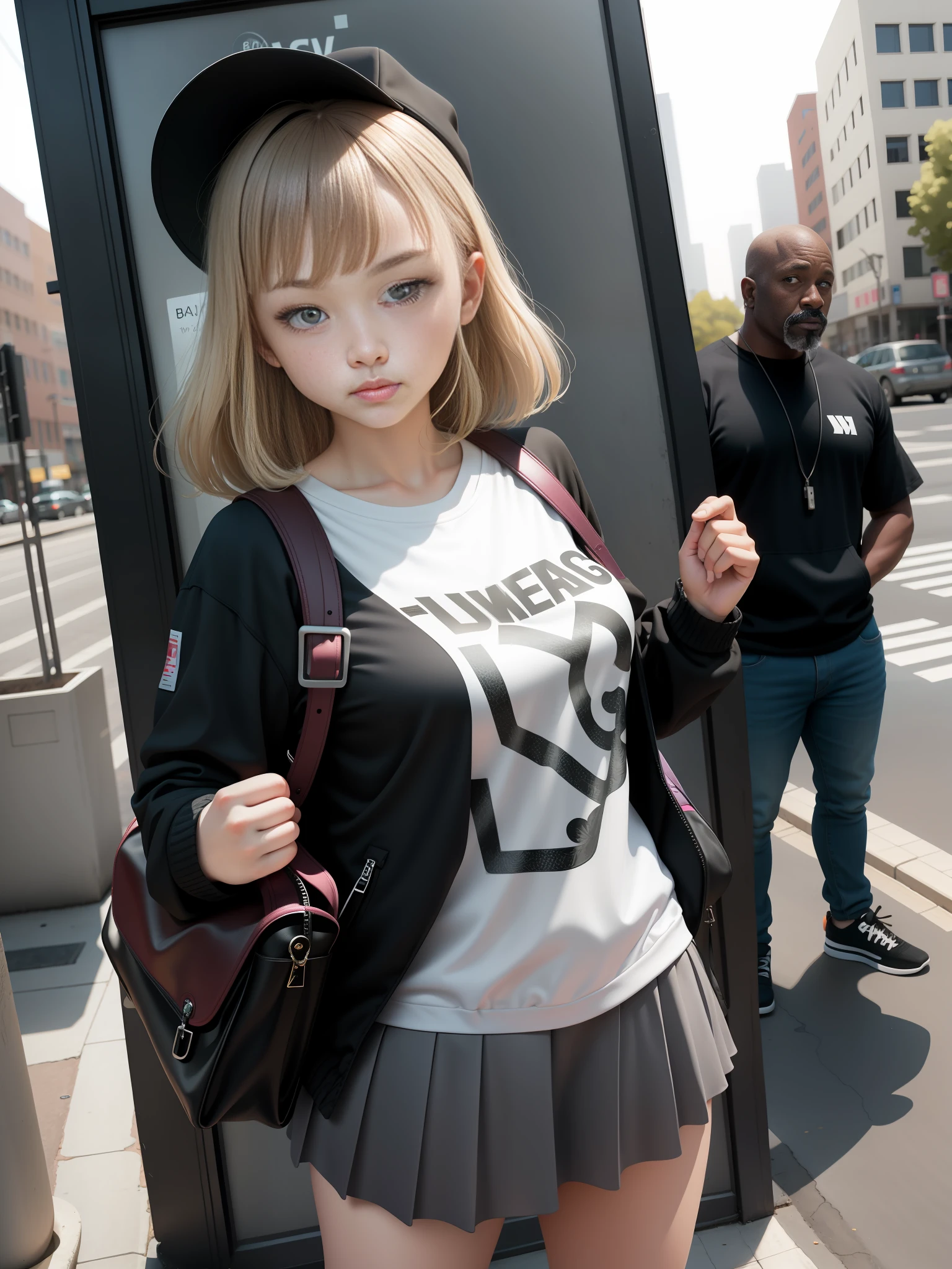 young naive sexy girl is being stalked by scary black man