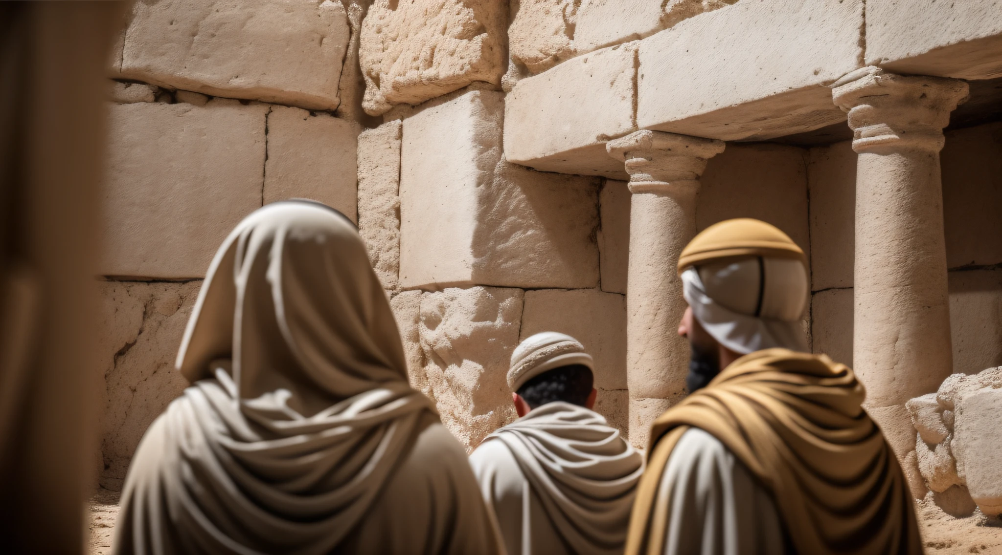 A group of Israelite soldiers watched David with wonder and hope. ((1,200 years before Christ)) RAW photo, small details, photorealistic, ultra-realistic photo, 8k uhd, dslr, soft lighting, high quality, grain film, Fujifilm XT3, (masterpiece: 3.1).