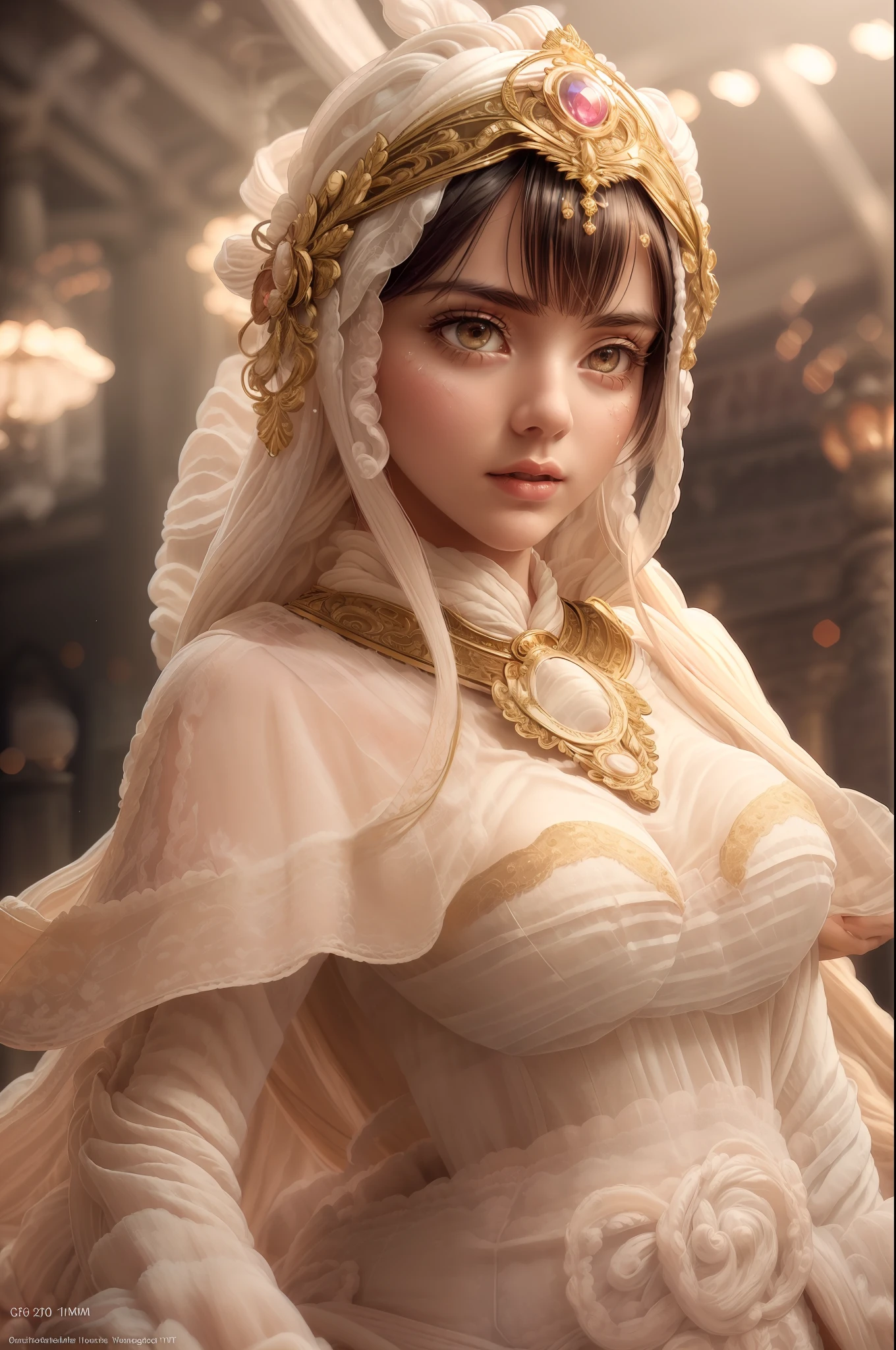 (Masterpiece:1.2), best quality, (illustration:1.2), (ultra-detailed),Eye focus,(Masterfully crafted Glow, pink lens flare), (Cinematic background), hyper details, (delicate detailed), (intricate details), octane render, hdr, (hyperdetailed:1.15), (soft light:1.2), extremely beautiful girl,(supermodel:1.3), woman made up from paint, entirely paint, splat, splash, (long dark hair:1.1),(glowing eyes), ((makeup)),(Cinematic masterpiece), delicate and beautiful, (Cinematic headlight), ((caustic)), dynamic angle, beautiful detailed glow, ambient occlusion, ambient light, raytraced reflections,(best illumination, an extremely delicate and beautiful), ((cinematic light)), (soft:2), vibrant, high contrast, backlighting, big breast, intricate detailed eaba, red cape, spear, golden helm