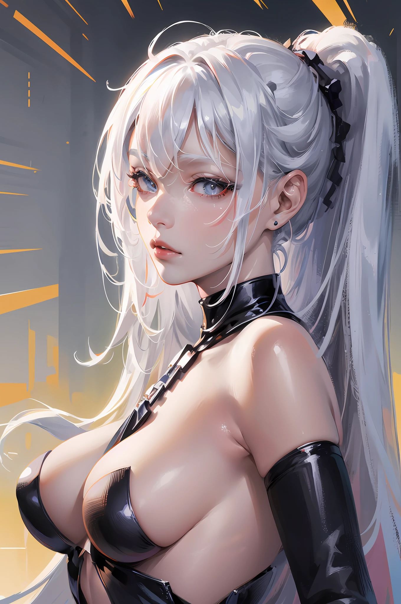 anime girl with white hair and black clothes posing naked, extremely detailed artgerm, detailed digital anime art, artgerm on artstation pixiv, guweiz on pixiv artstation, guweiz on artstation pixiv, fanart best artstation, :: rossdraws, trending on artstation pixiv, rossdraws 2. 5