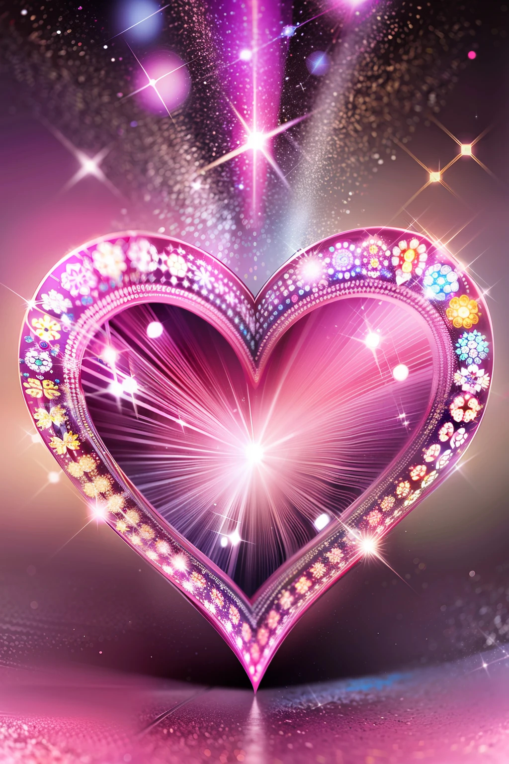 heart, glitter, light, kaleidoscope, sparkle, bright background, best high quality, heart, heart, heart