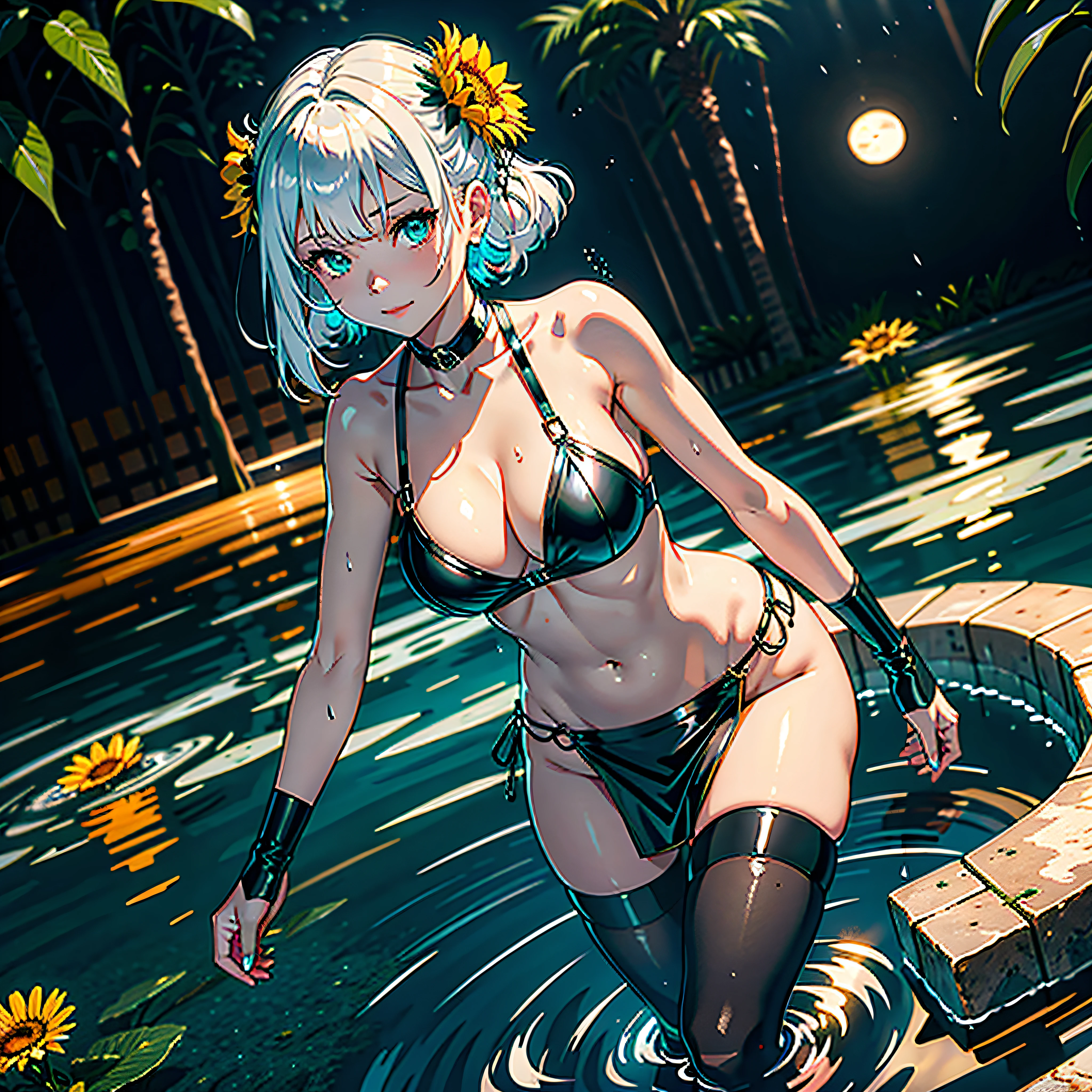 night lantern, wet, kimono, japanese clothing, paddling pool, hair flower ornament, full moon, rain, mountain, belt, paper lantern, white kimono, sideboob, obi, wet clothes, bangs, tree, reflection, night cloudy sky raw cinematic lighting Pool marbles "Water Falls" water drop of water equirectangular 360 meticulously intricate Pro-photorealism angle below" masterpieces (Guweiz and James Jean) tattoo CGSCOSITY absurd sunflower hairstyle short interiors Agathe discreet yellow-saffron delicate expressive face cheekbones effects glowing turquoise pompette large ultra-beautiful eyes lazuli opal open mouth teeth smile (detailed high skin: 1.3) suave athlete:1.3 attractive jacket:1.3 open shoulders:off lace:1.3 white shirt:1.3 open clavicle sleeves:1.3 papillotes:1.3 white silk satin large drooping breasts:1.3 pointed spread covered full-bodied:1.3 strange felt stitching navel skirt:1.3 wide fringe swinging fringe spinel thick pubic leathers:1.3 covered:1.2 imposing pubic hair partially occult thighs covered garters:1.3 legs boots:1.3 solid voluminous black furs abundant lights sun illuminations luminescences depths reflections optimal resolutions perfections ultra precise maximum lightnings contrasts global illuminations cgi vfx sfx slr ultra details Octane made extreme improved graduated UHD XT3 16K DSLR HDR UnrealEngine5 romm rgb pbr 3dcg fxaa blu-ray colors-coded backlights anti-aliasing fkaa txaa rtx ssao opengl-shaders glsl-shaders post-processing post-production cell-shading tone-mapping obscure Crystalline DoF robot female "Heavy Metal" dark navy metallic familiar Pole-Dancing Magic water drop of water snake fountains Drink beer wheels slide "Buck-Beer" transparent mirror ruby occult earth (Magic Disco=Ball fullbodye Earth flowers:1.3 graduated heart hearth earth flowers:1.0.3 ) native drama background outdoors