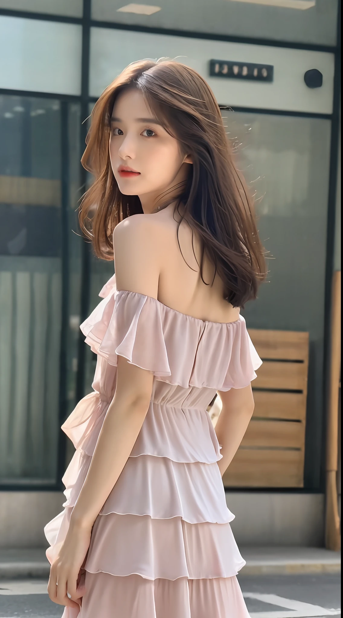 ((Best Quality, 8k, Masterpiece: 1.3)), Focus: 1.2, Perfect Body Beauty: 1.4, Buttocks: 1.2, ((Layered Haircut, Flat Chest: 1.2)), (Rain, Street:1.3), Bandeau Dress: 1.1, Highly Detailed Face and Skin Texture, Fine Eyes, Double Eyelids, Whitened Skin, Long Hair, (Shut Up: 1.3), Full Body