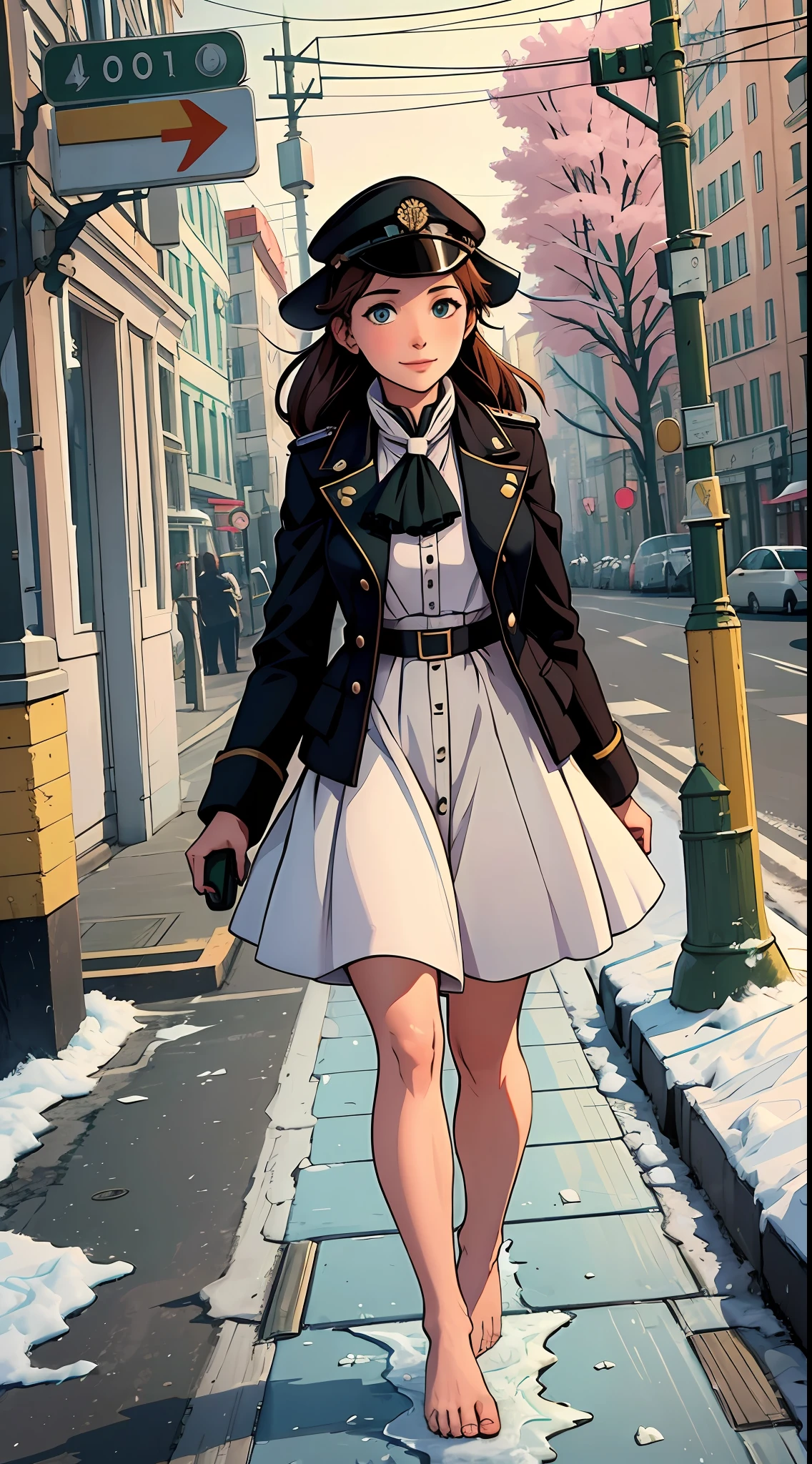 A girl walks barefoot around the city,
A traffic light gives way to the girl.
An air guard smiles from above,
The girl nods her head in response.
And somewhere outside the city there is spring ice,
The girl is parted by the people.
Girl on Pushkinskaya to Ligovsky bypassing,
A steamer sails along the canal
